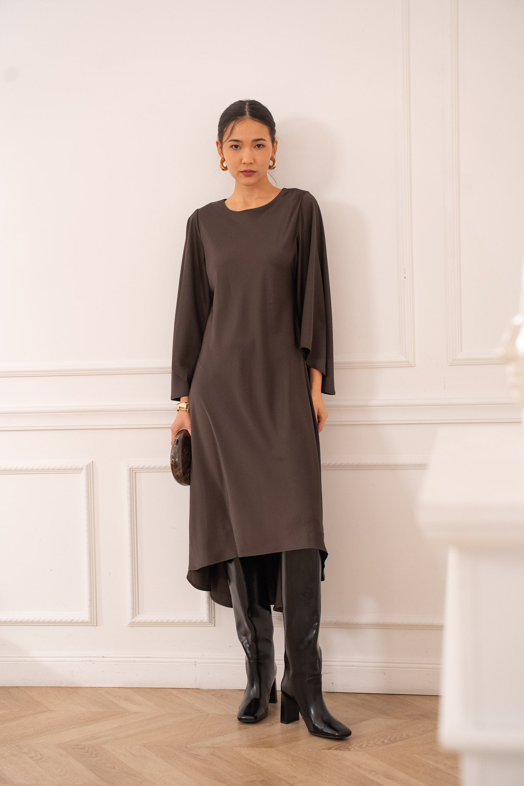 Kate long satin dress