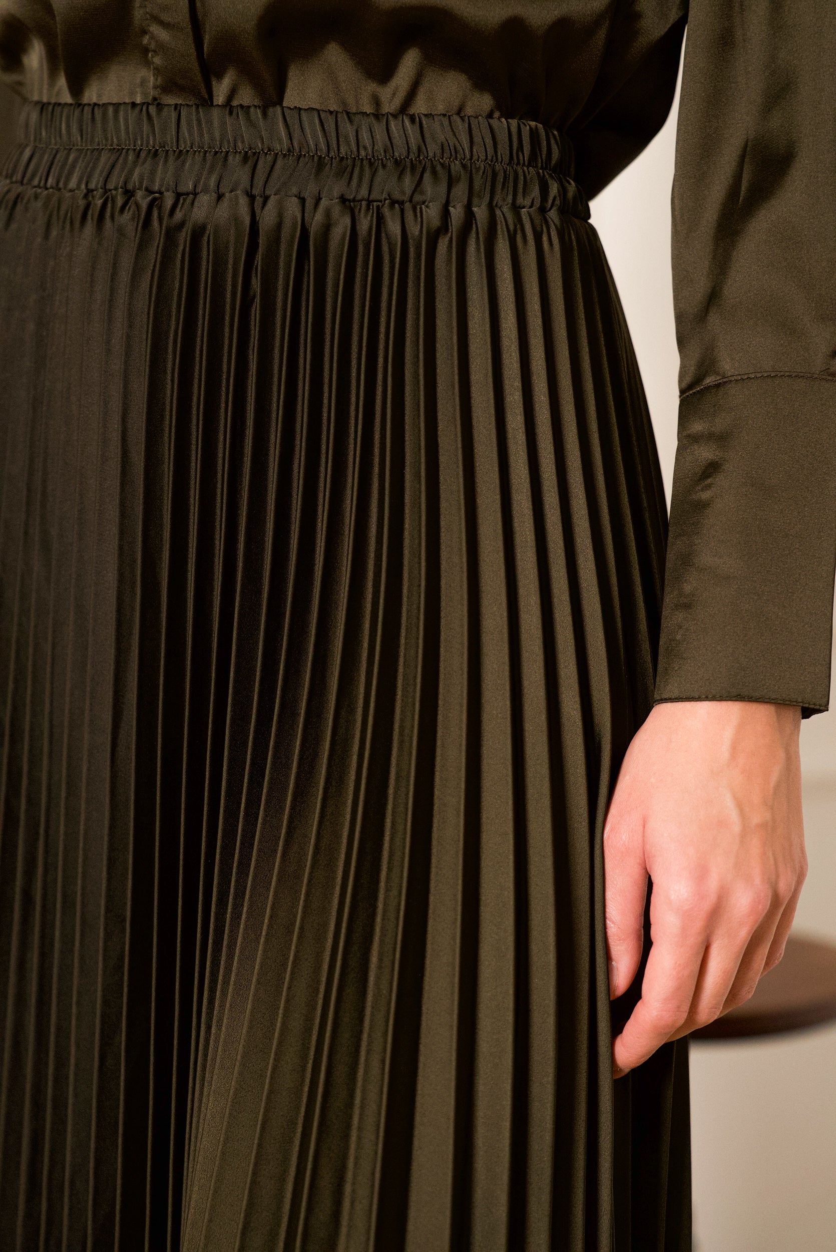 Wild leopard satin pleated skirt 