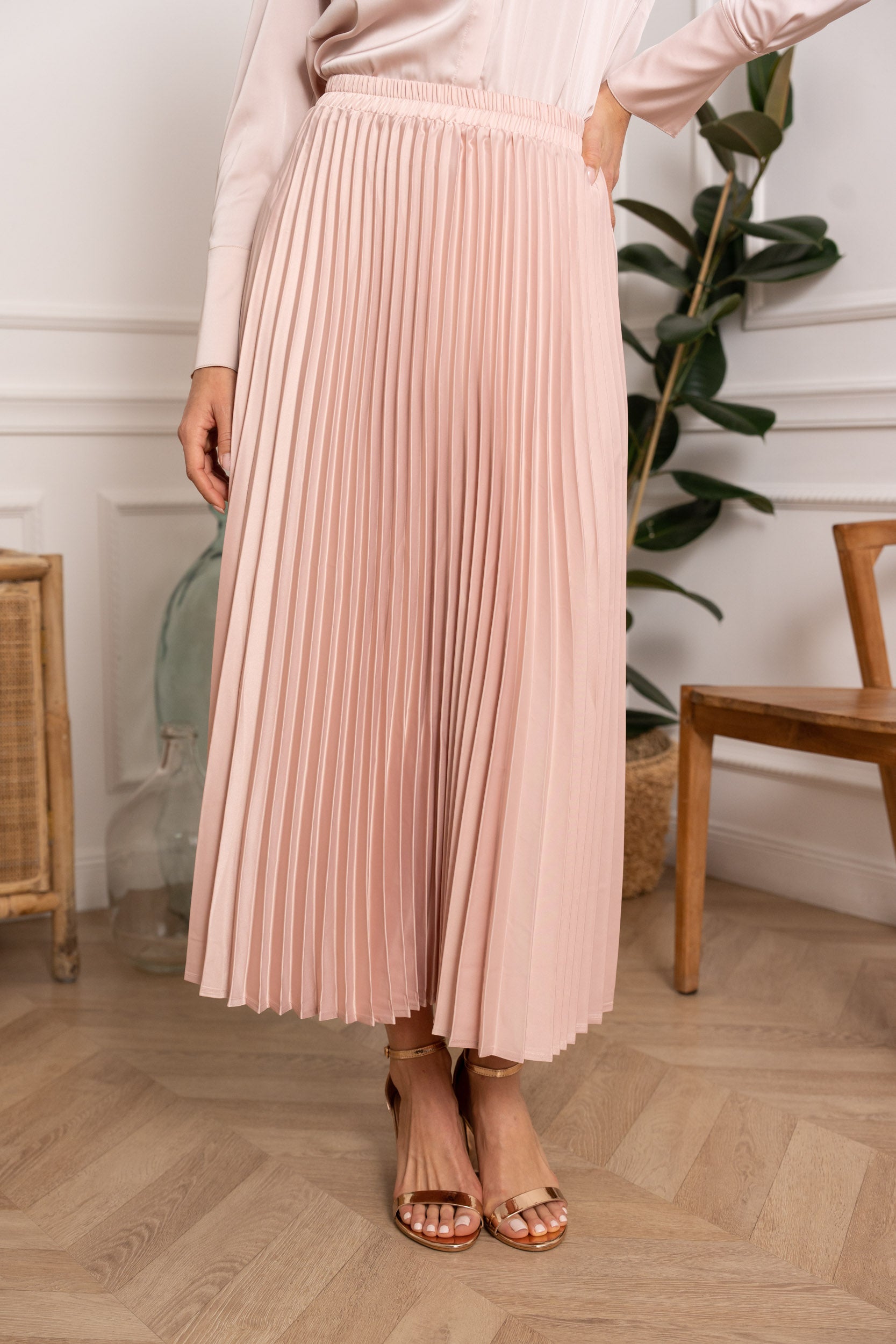 Wild leopard satin pleated skirt 