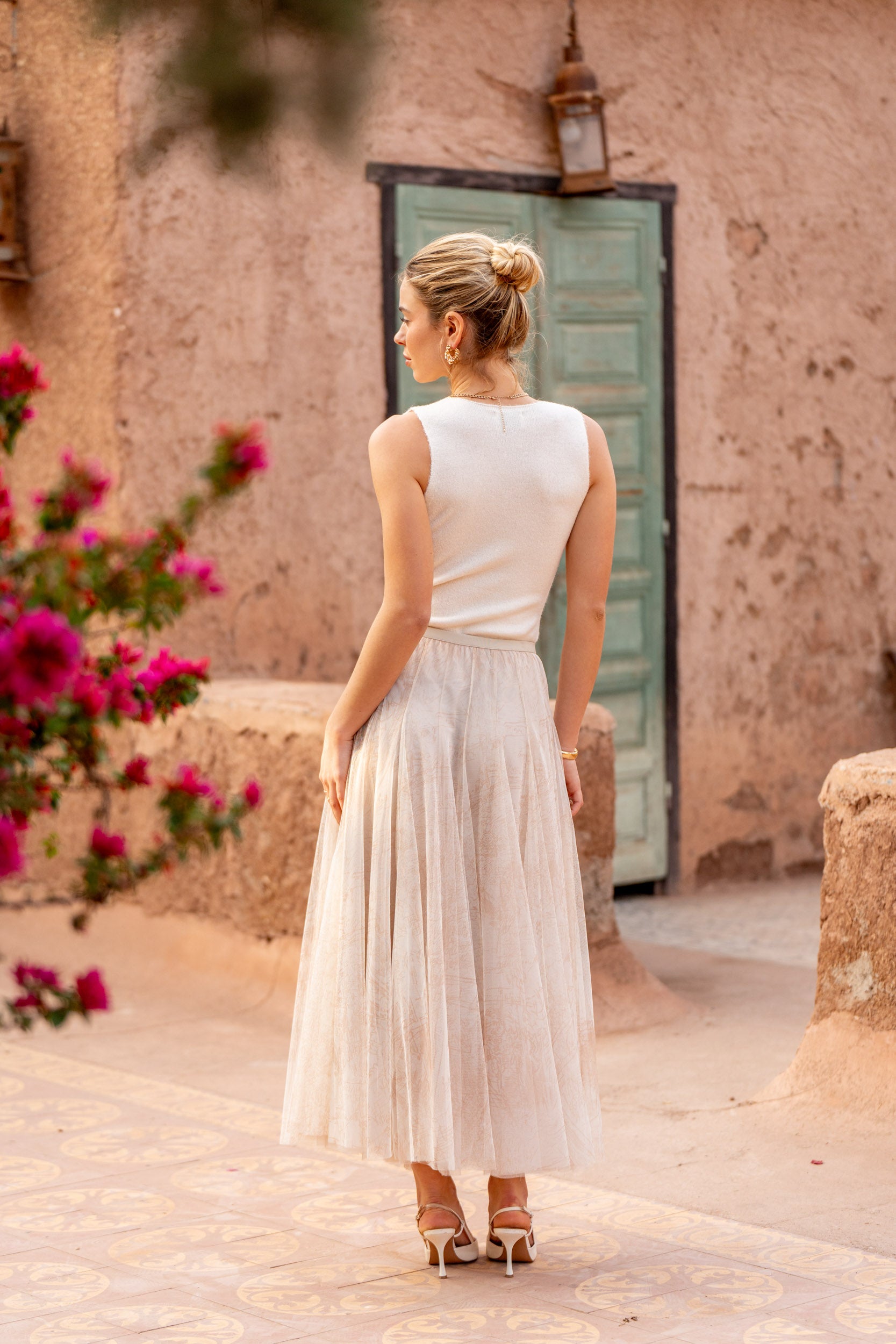 Jupe Ambre en tulle imprimé toile de Jouy