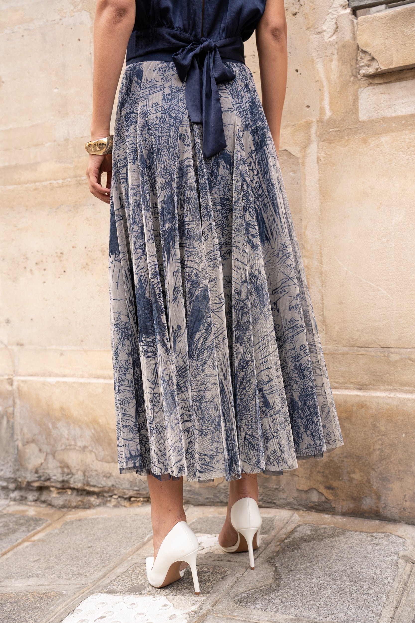 Jupe Ambre en tulle imprimé toile de Jouy