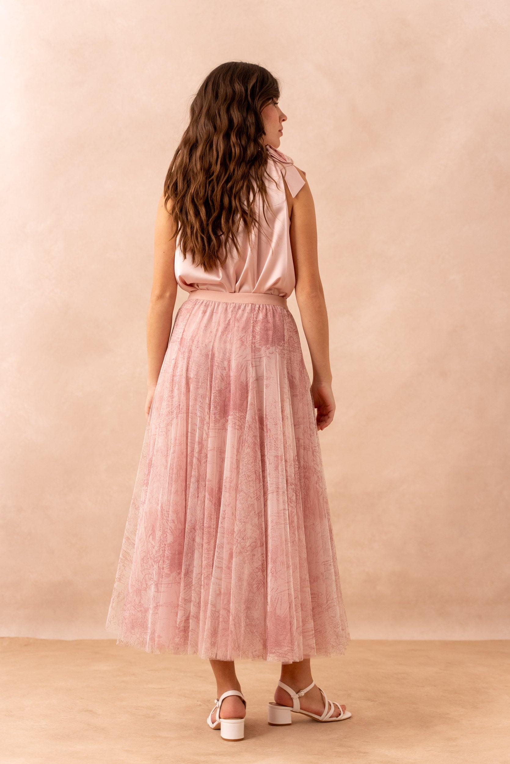 Jupe Ambre en tulle imprimé toile de Jouy