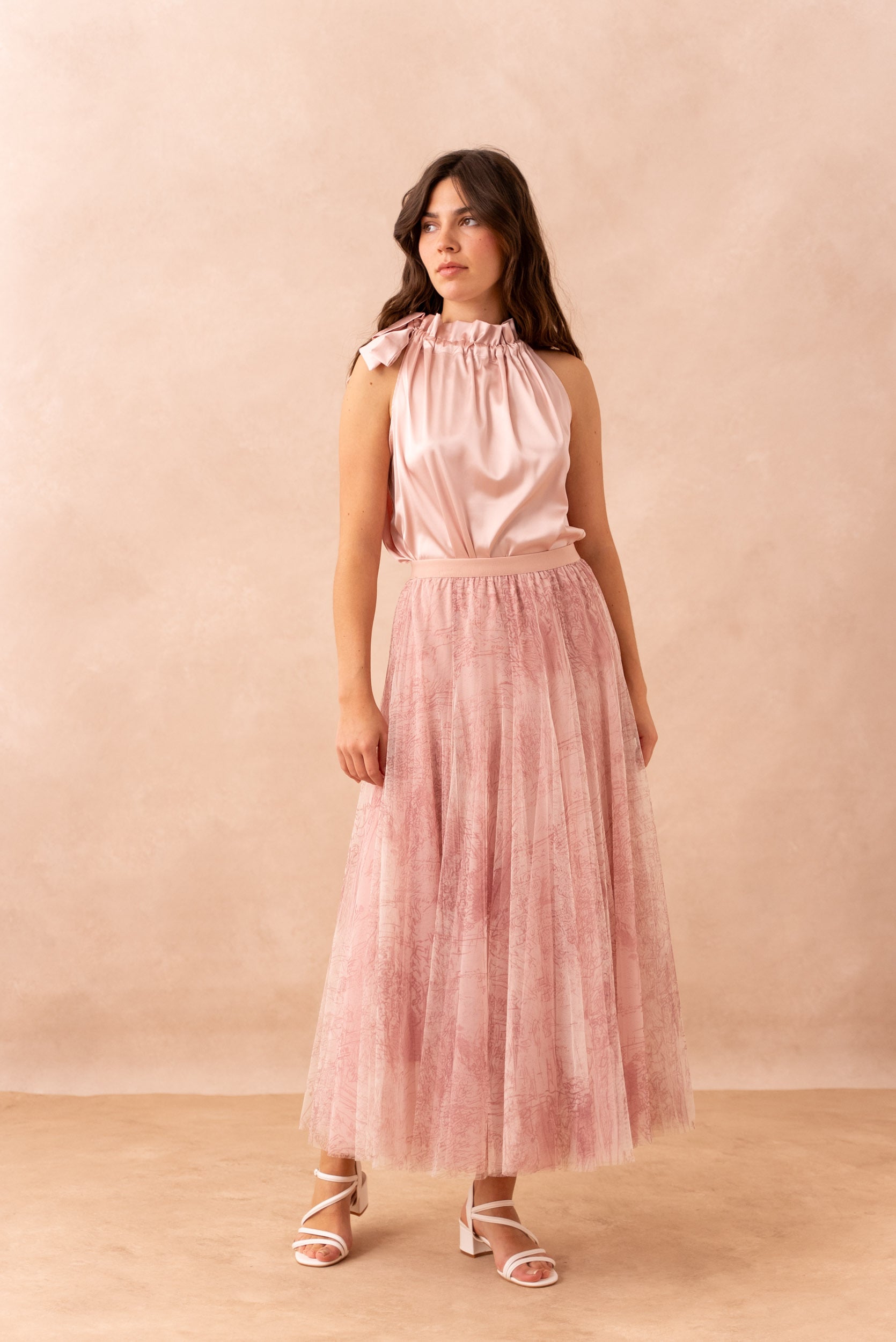 Jupe Ambre en tulle imprimé toile de Jouy