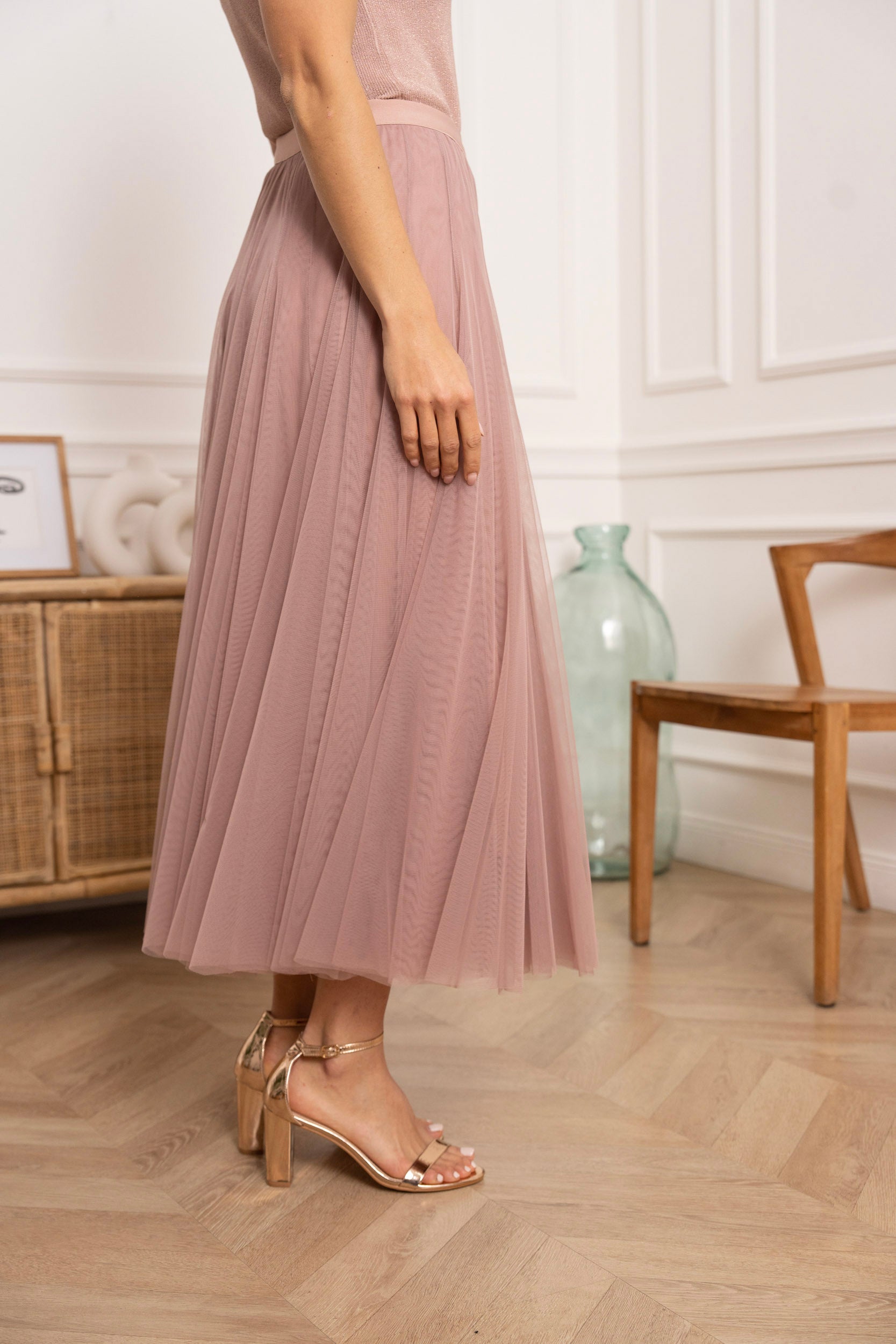 Jupe Ambre en tulle coupe slim