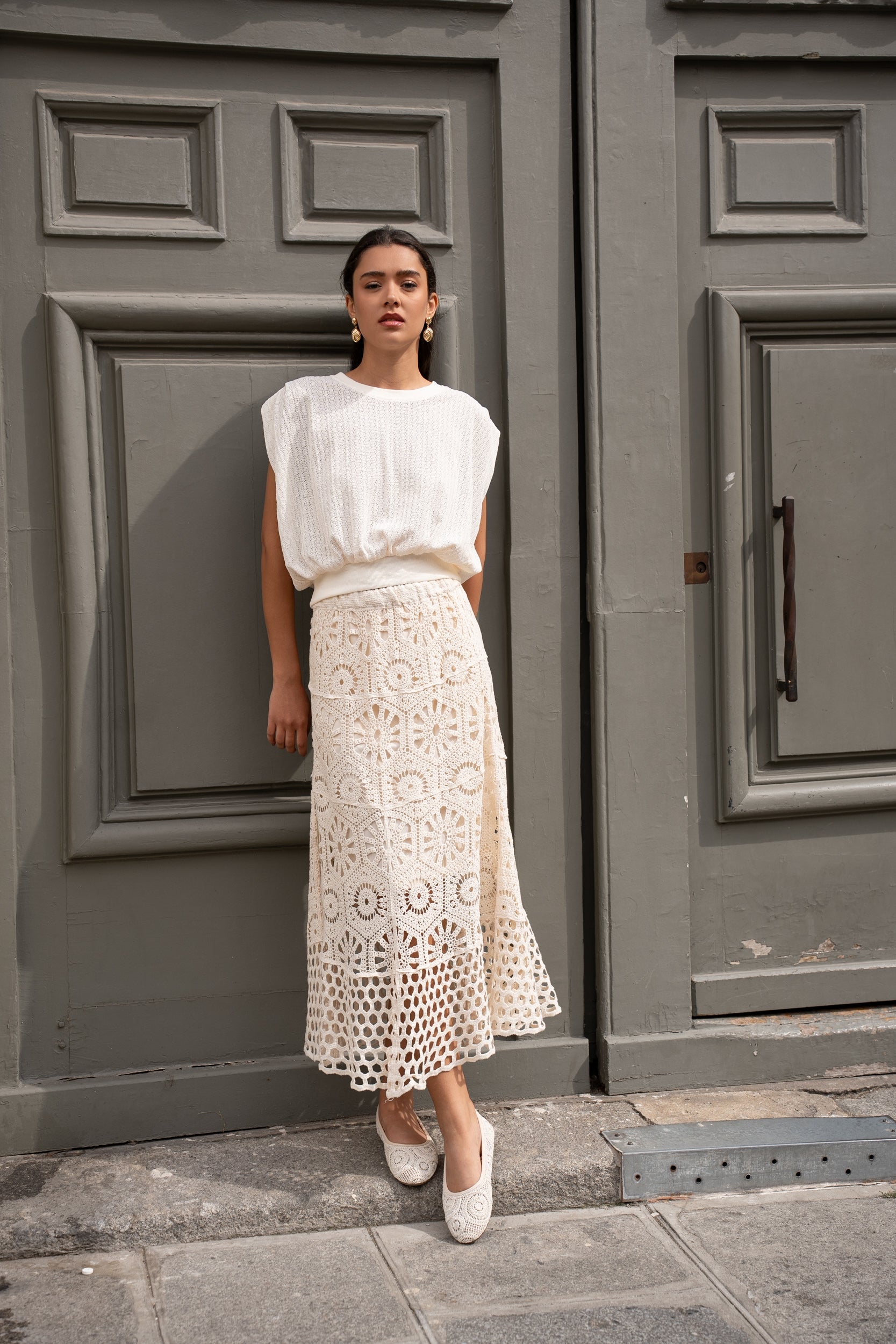 Jupe Mathilda crochet en maille ajourée