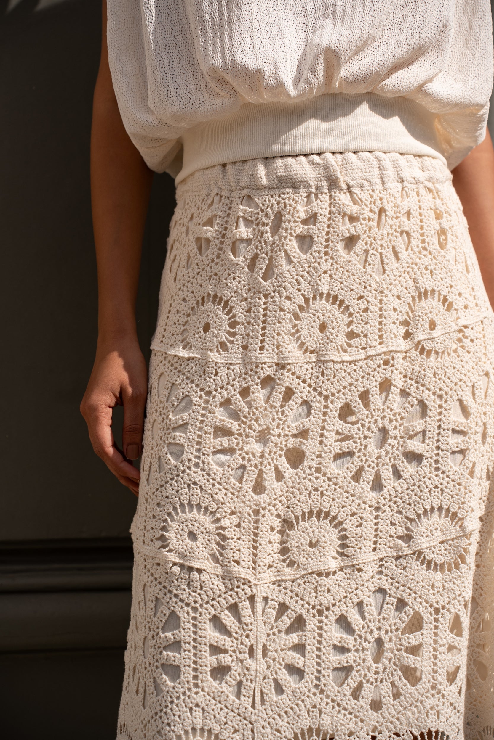 Jupe Mathilda crochet en maille ajourée