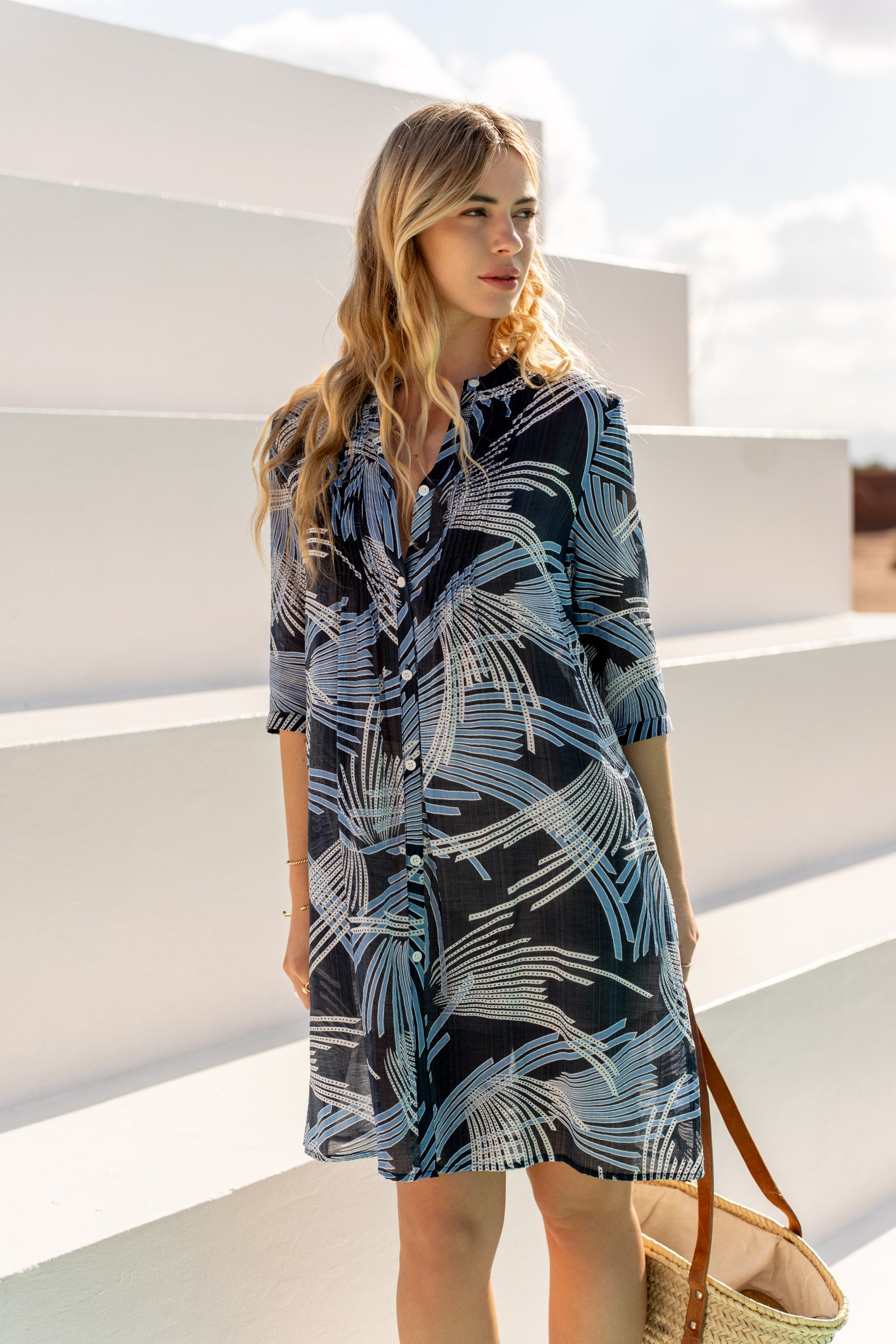 Short silk printed Saint-Tropez dress