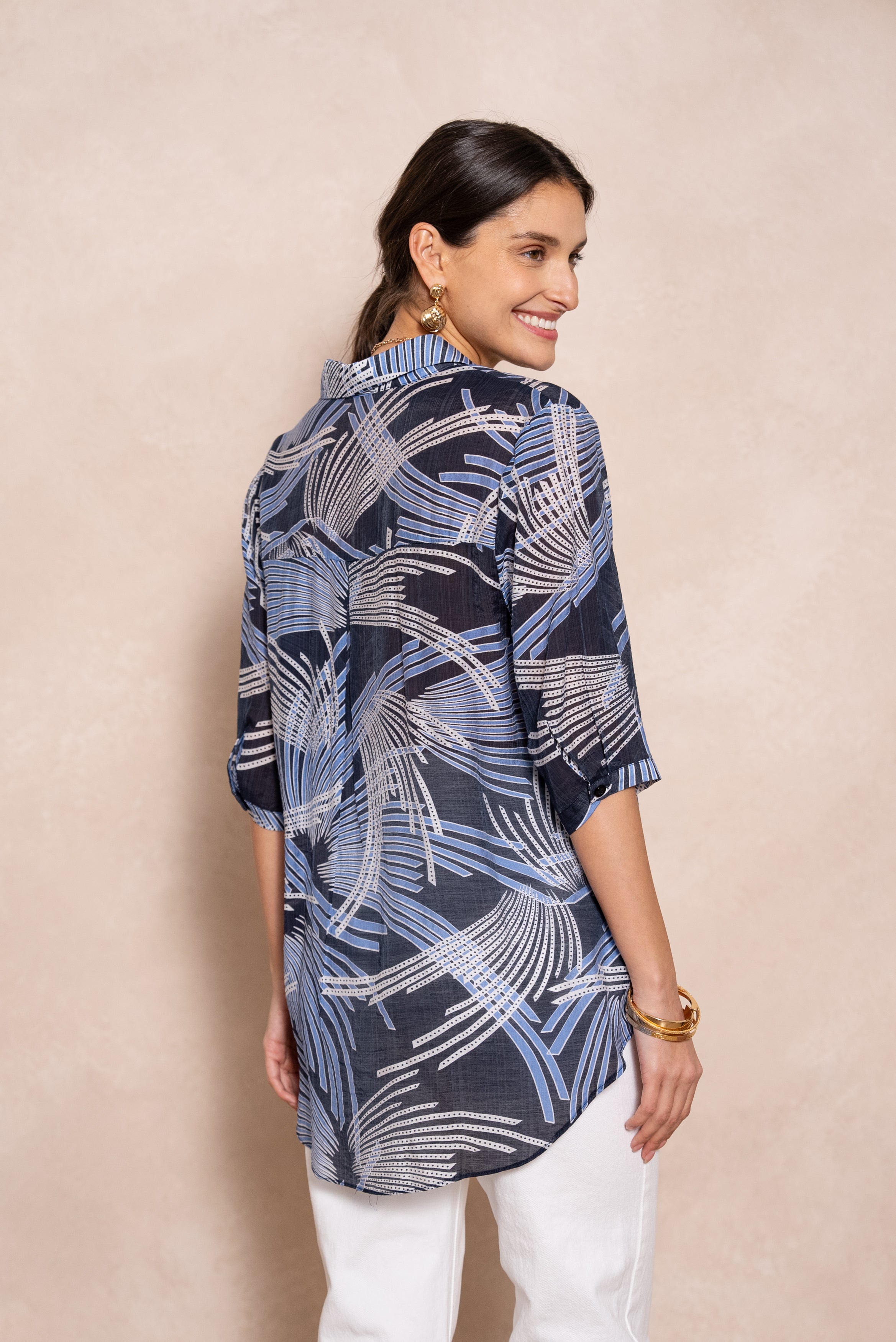 Eléna shirt in floral printed silk