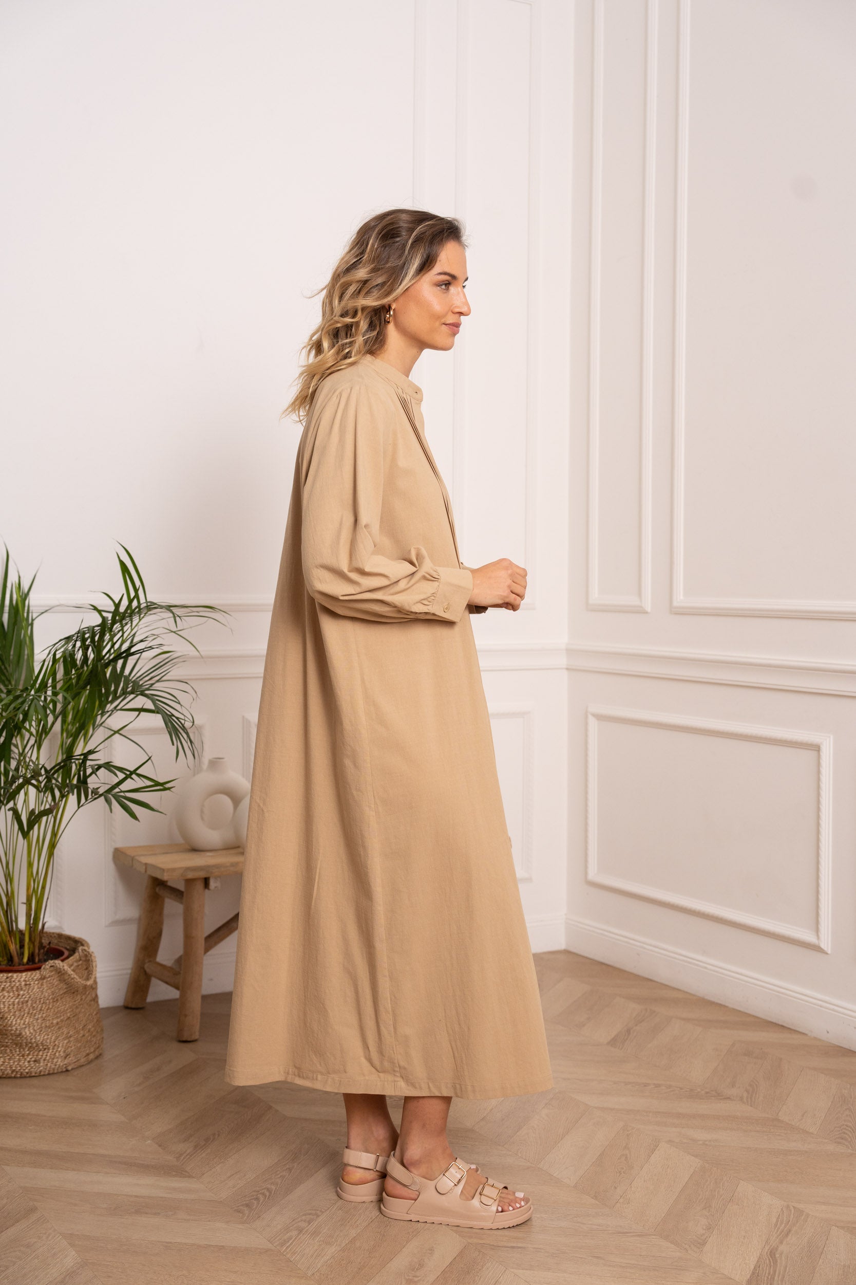 Robe longue en lin & coton
