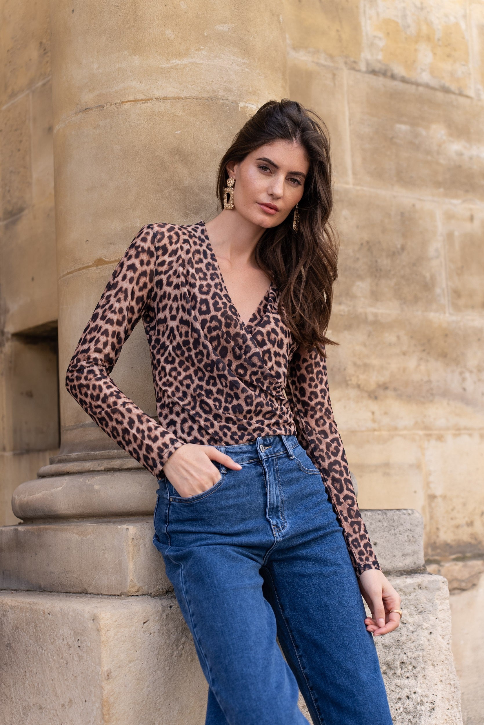 Elisabeth Leopard satin top