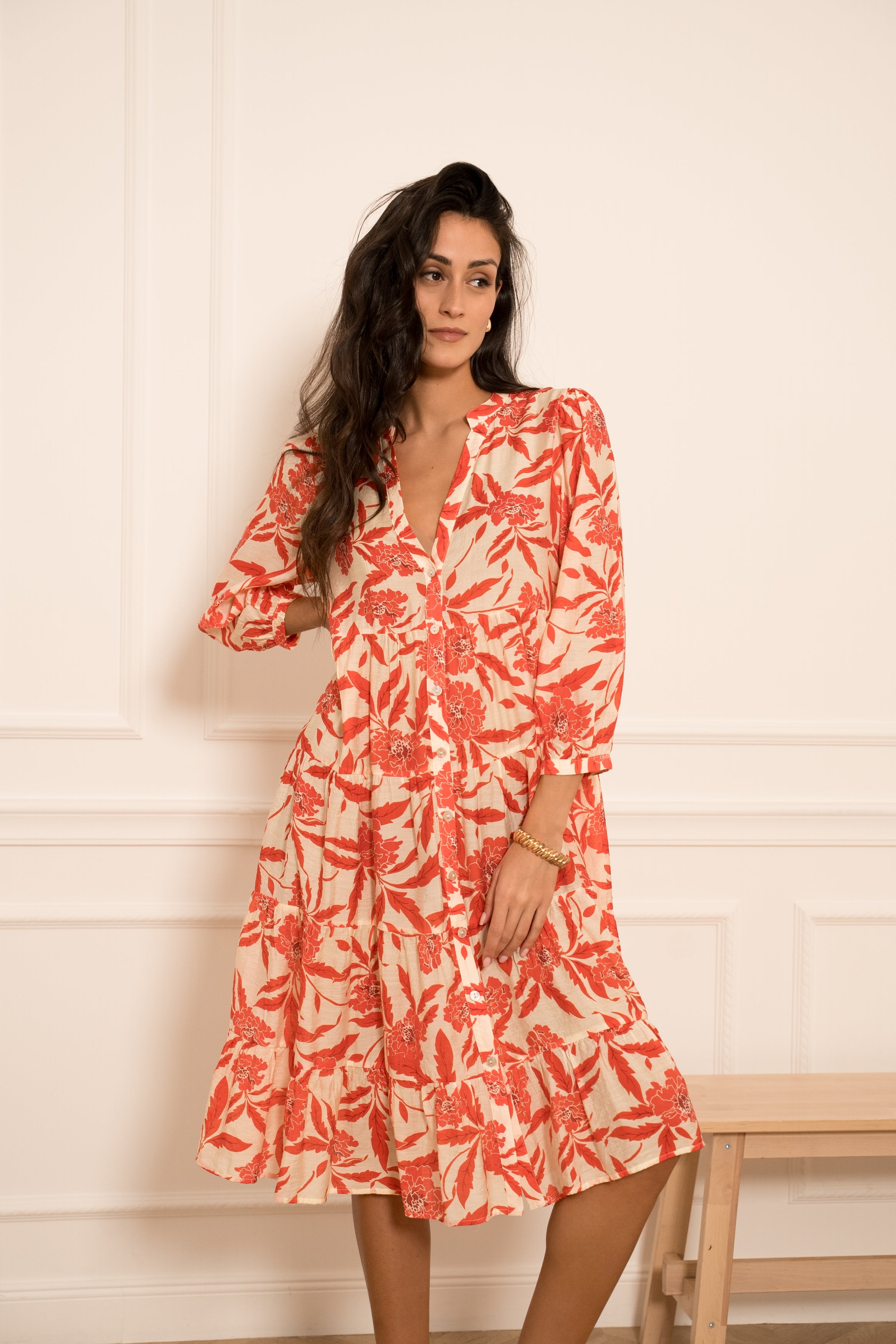 Mid-length printed dress Saint-Tropez