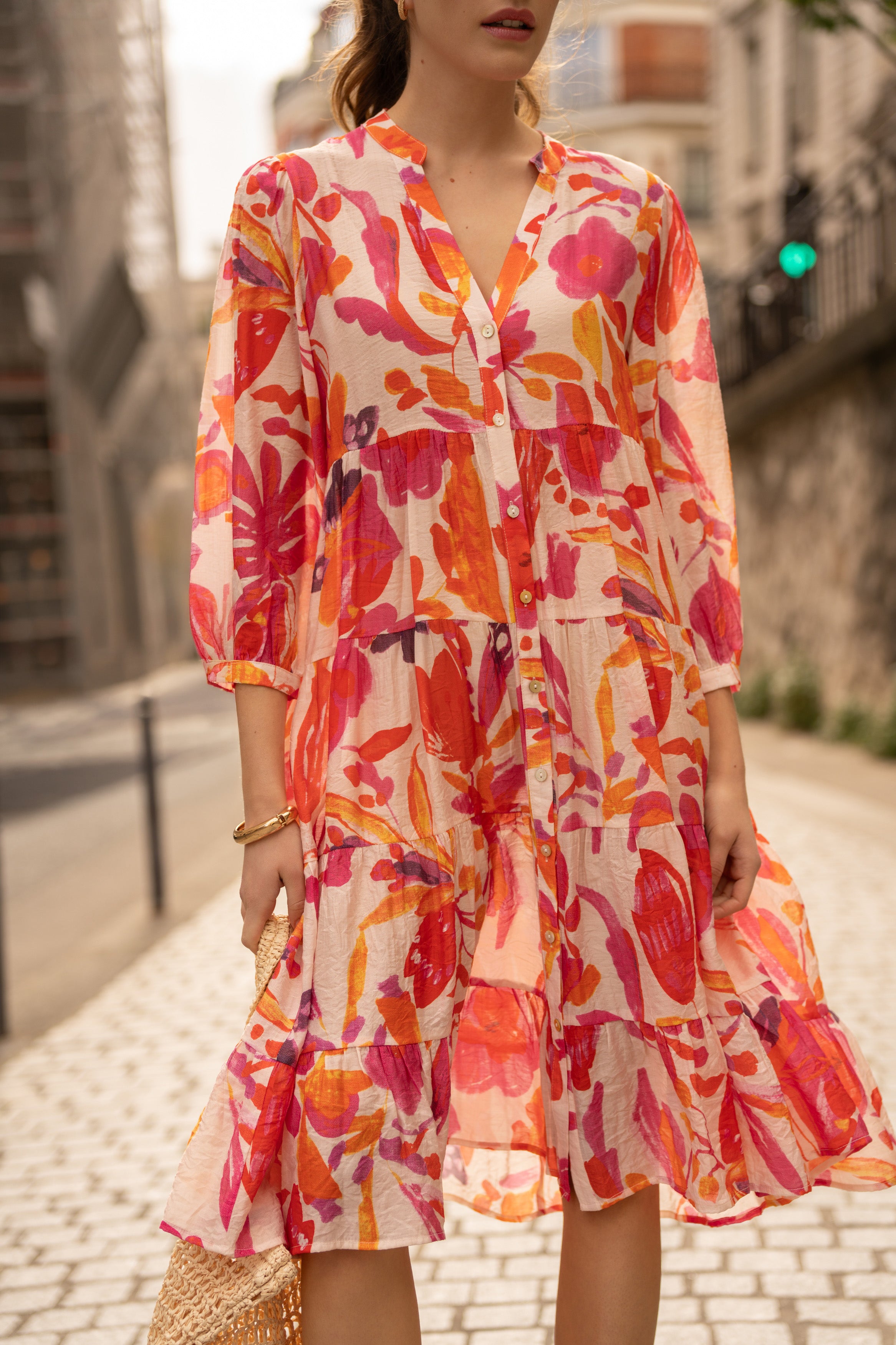 Mid-length printed dress Saint-Tropez