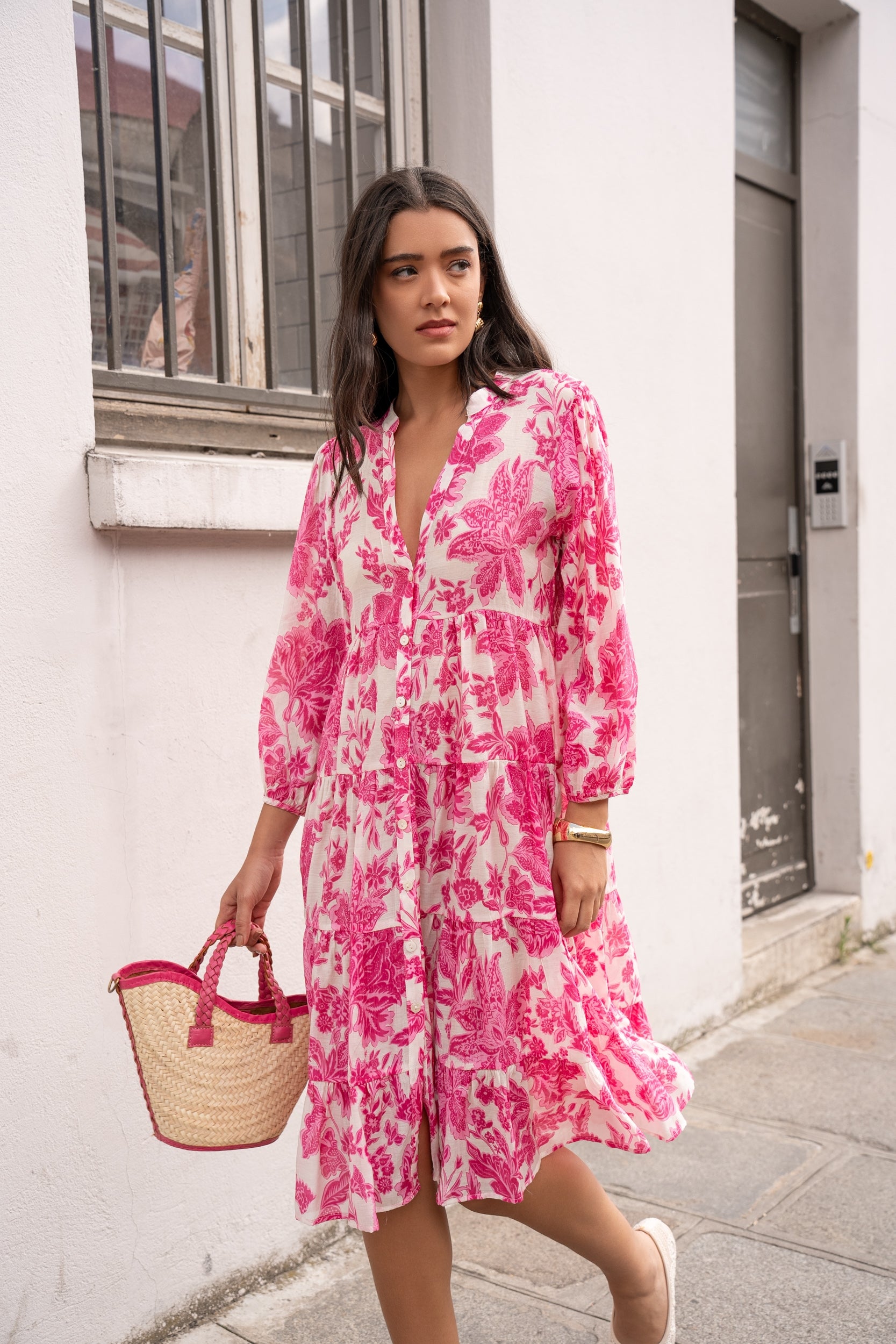 Mid-length printed dress Saint-Tropez