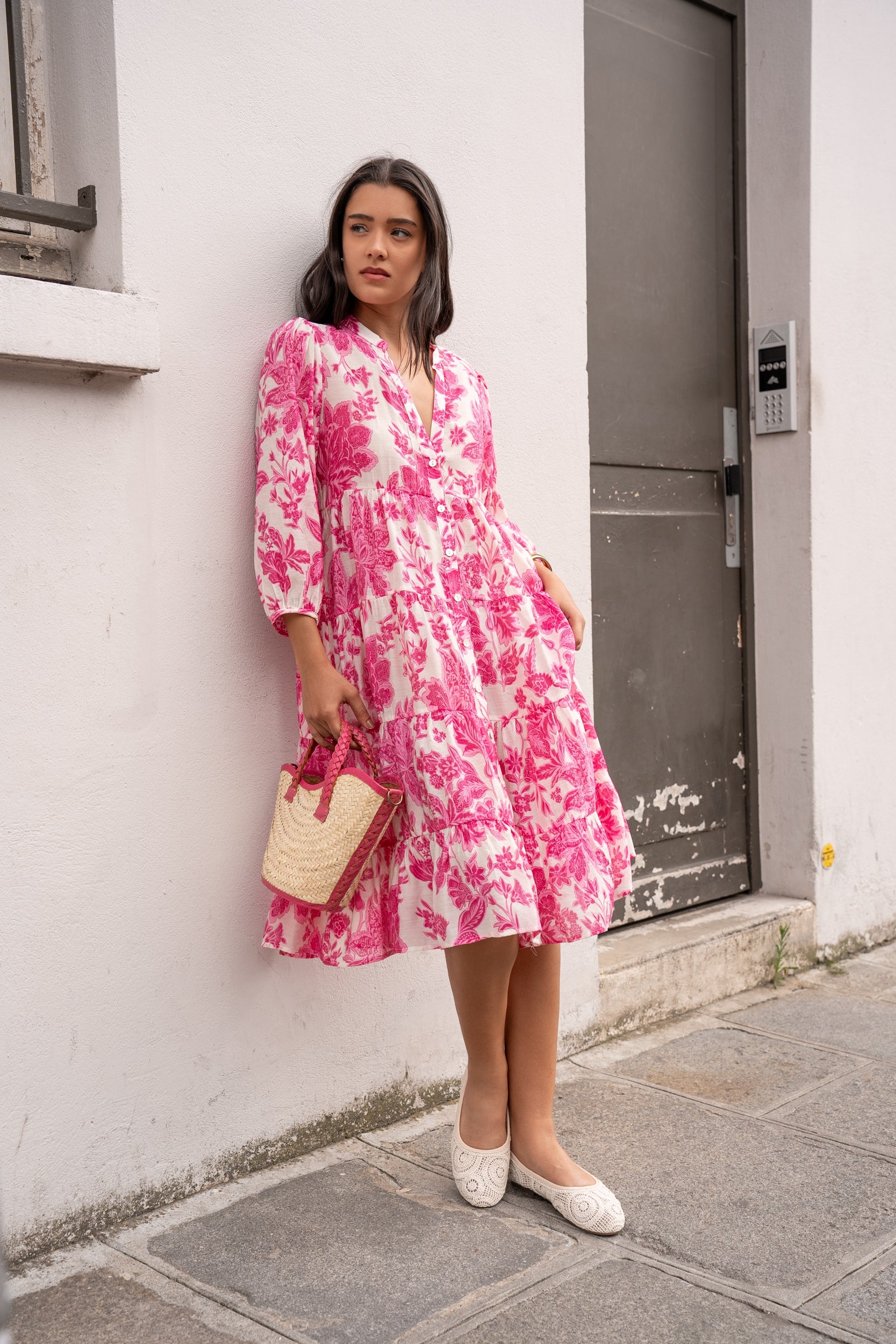 Mid-length printed dress Saint-Tropez