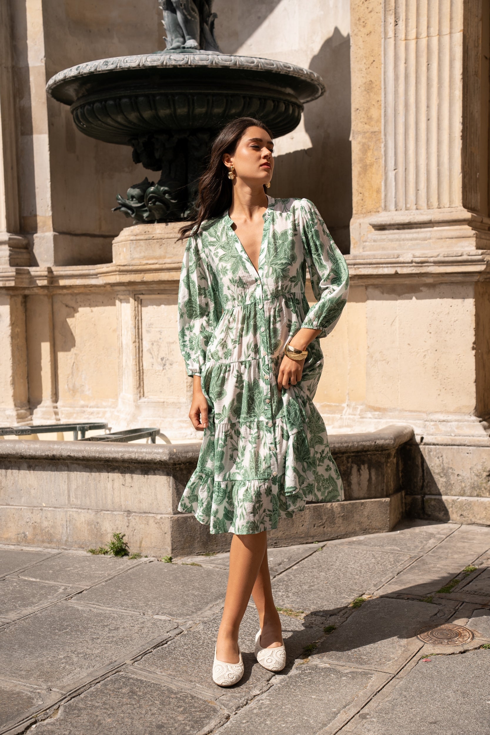 Mid-length printed dress Saint-Tropez