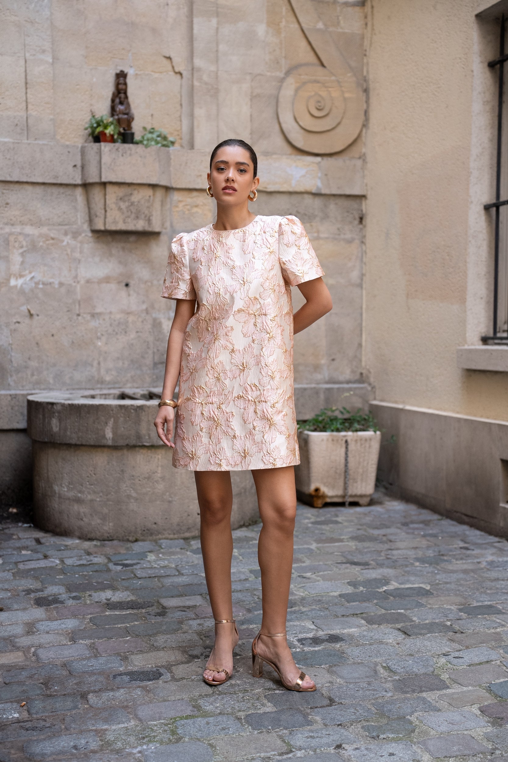 Short silk printed Saint-Tropez dress
