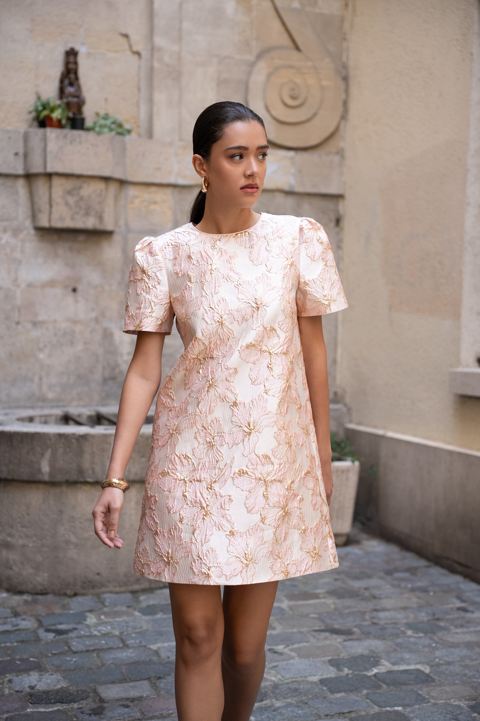 Short silk printed Saint-Tropez dress