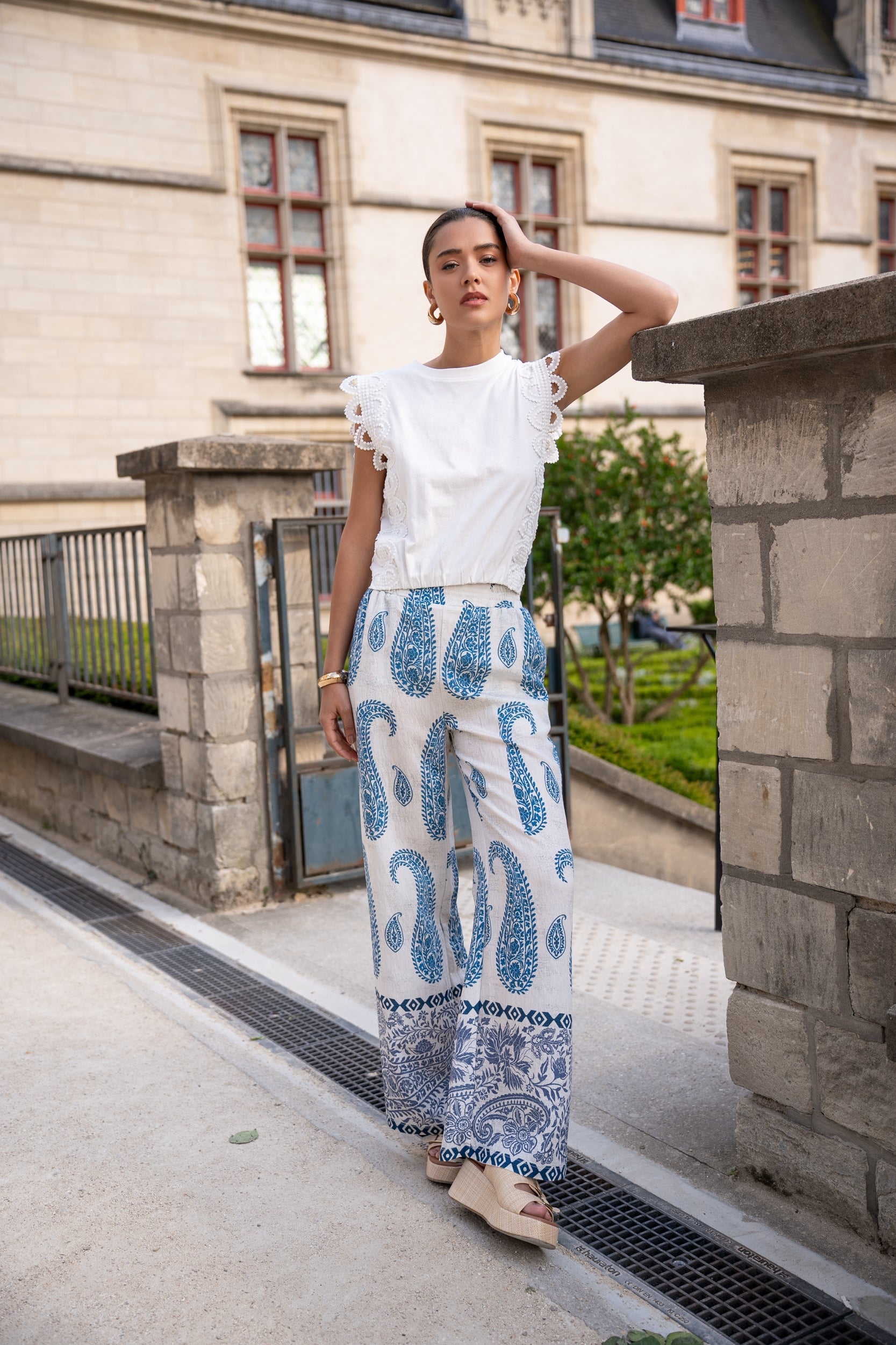 Pantalon palazzo imprimé Daisy