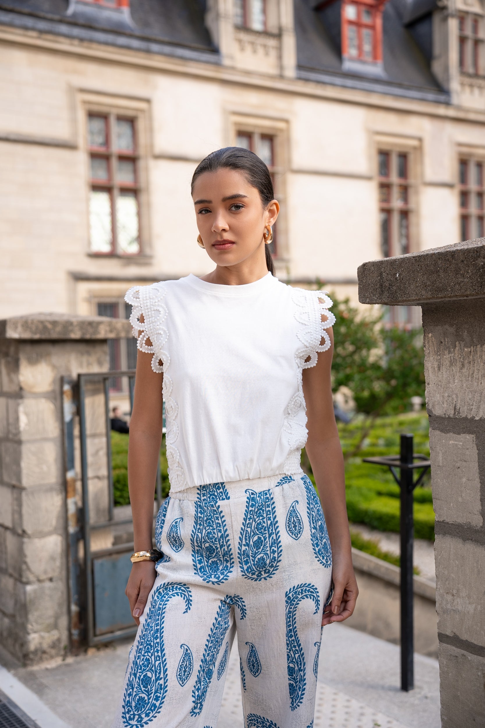Top en coton & dentelle