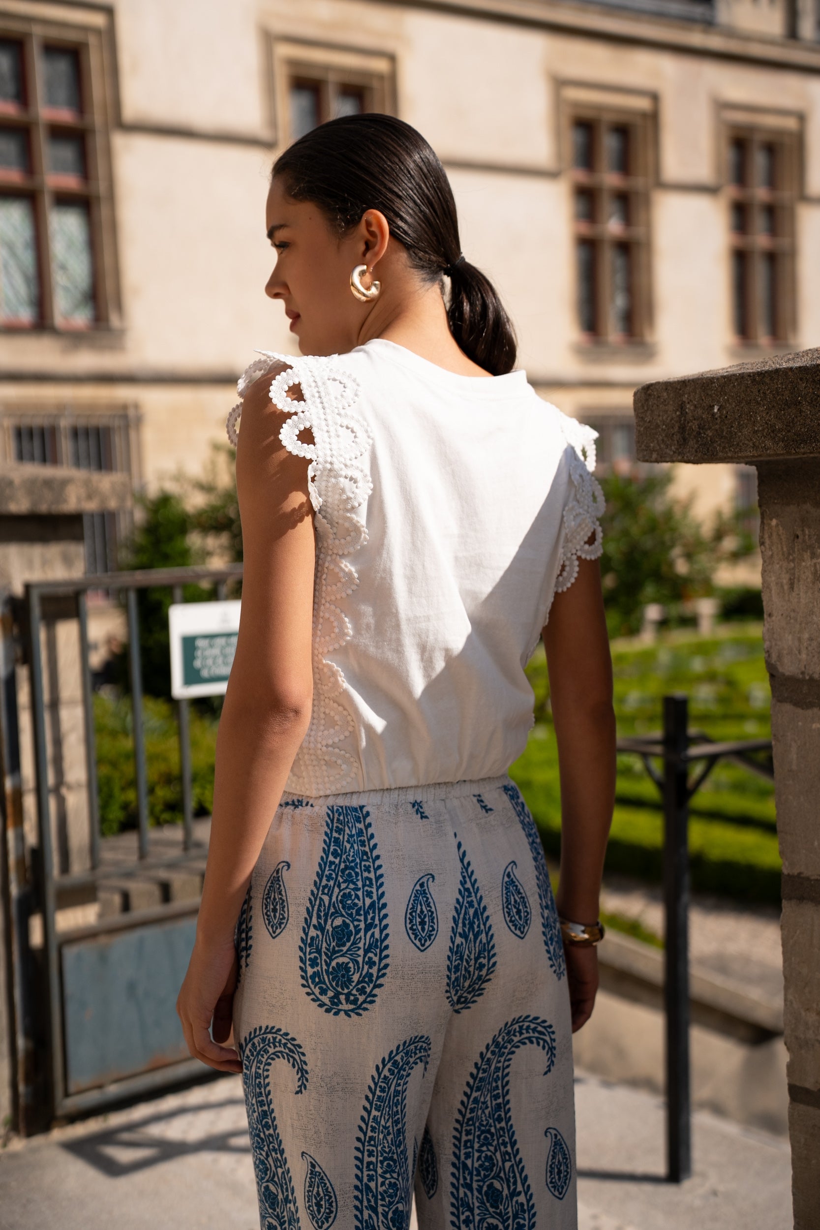 Top en coton & dentelle