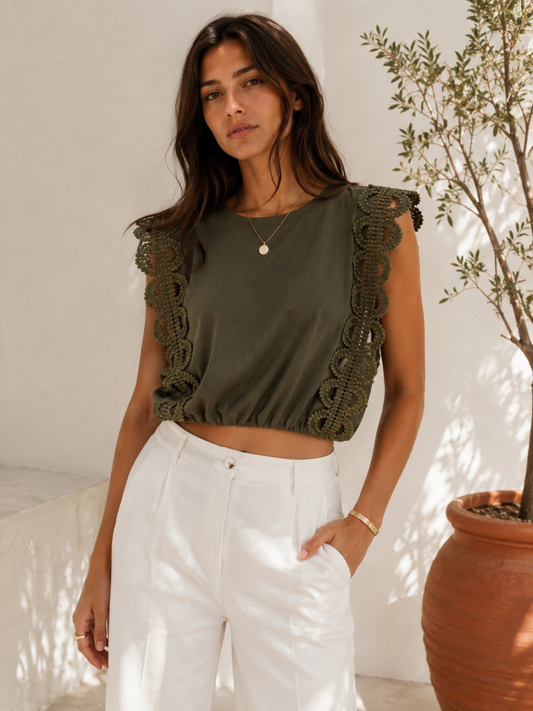 Top en coton & dentelle