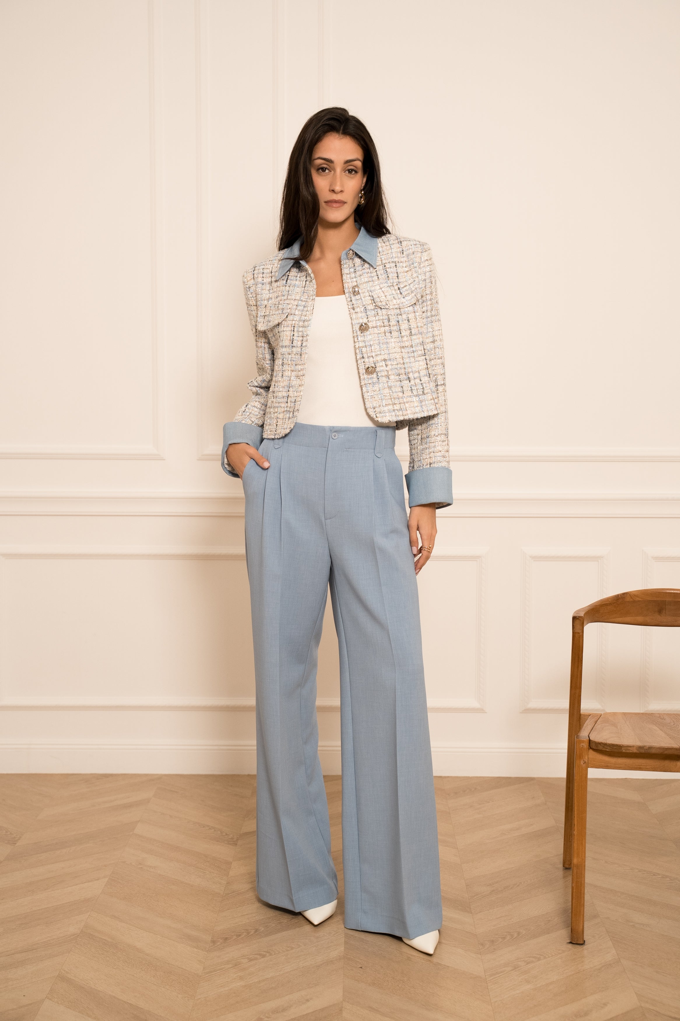 Veste Élise en tweed & denim