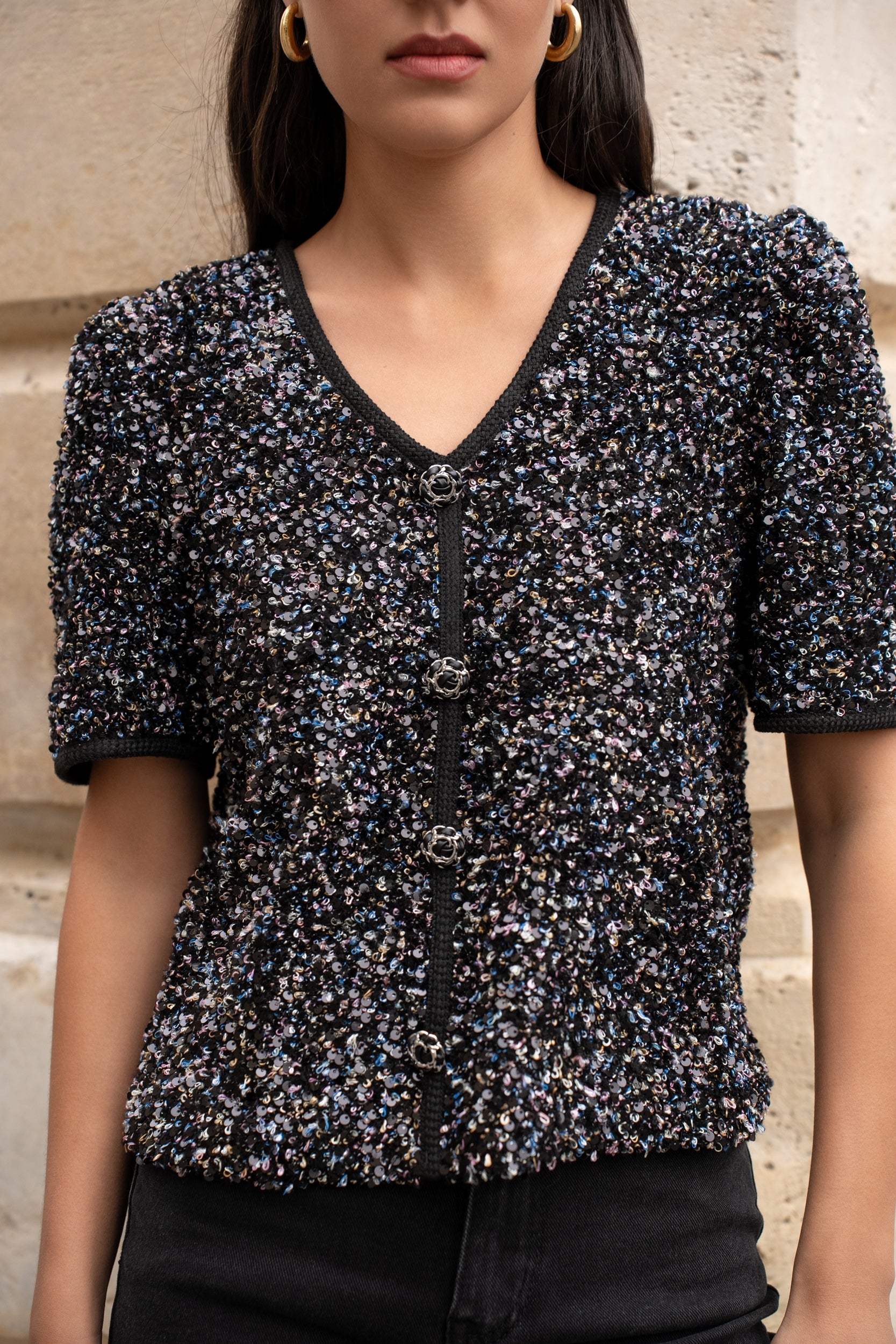 Top Lauranne à sequins col V