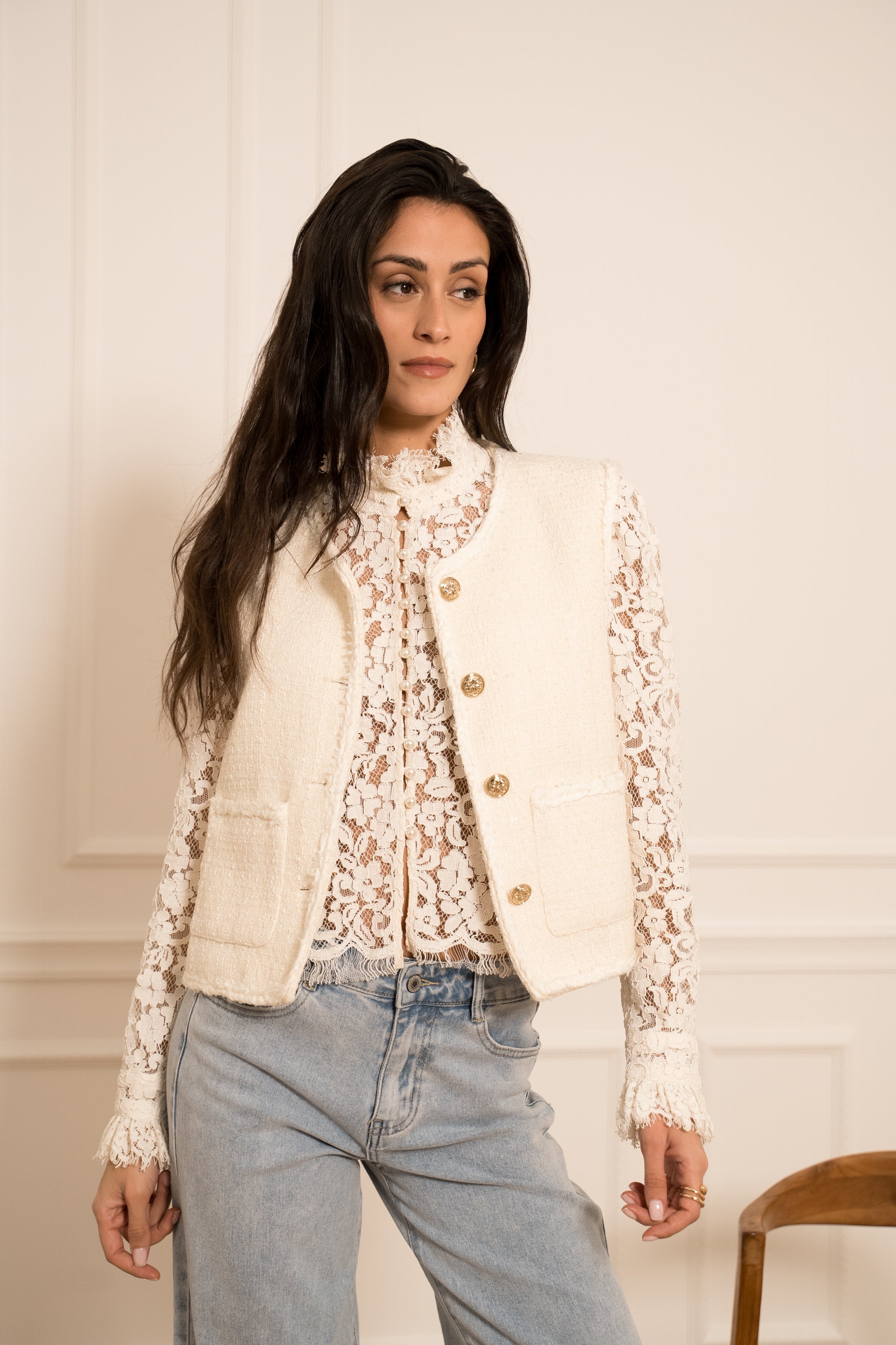 Veste en tweed sans manches