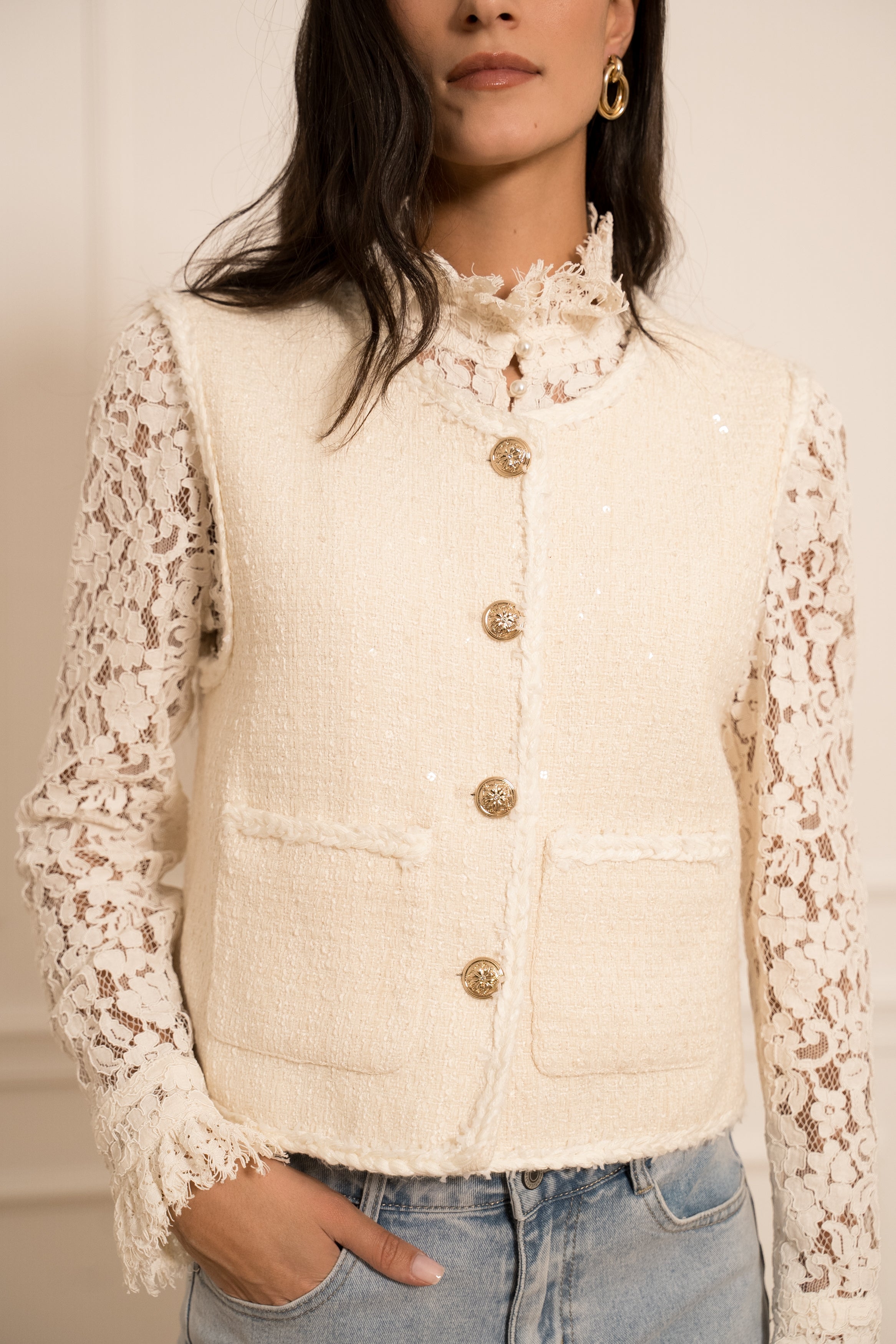 Veste en tweed sans manches