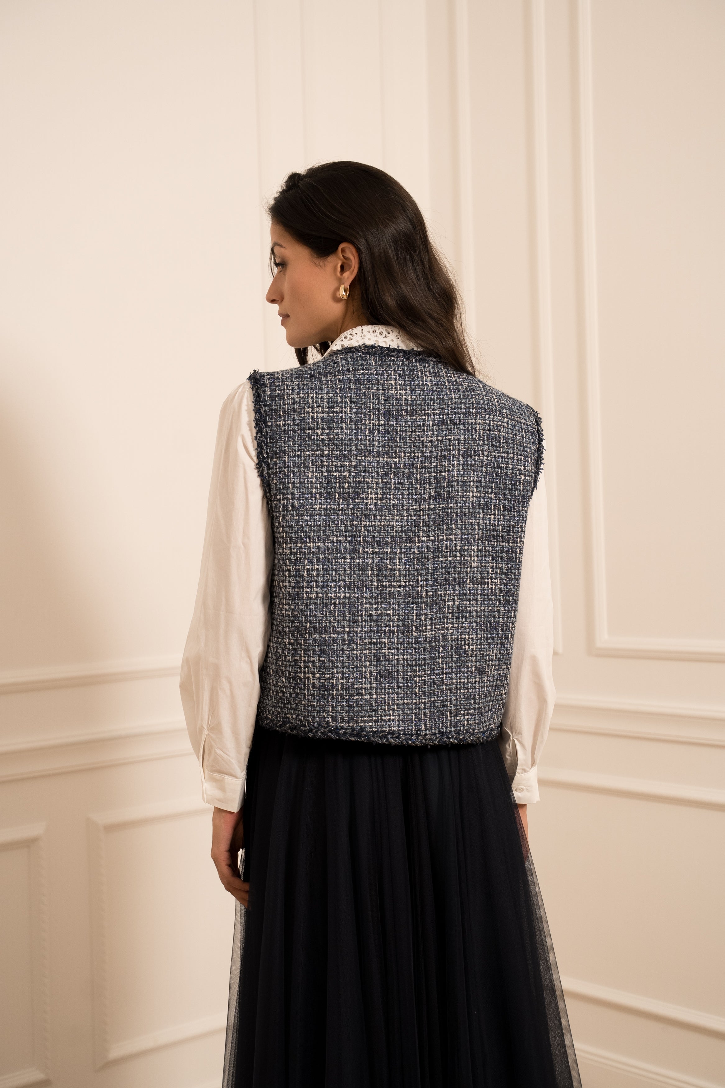 Veste en tweed sans manches