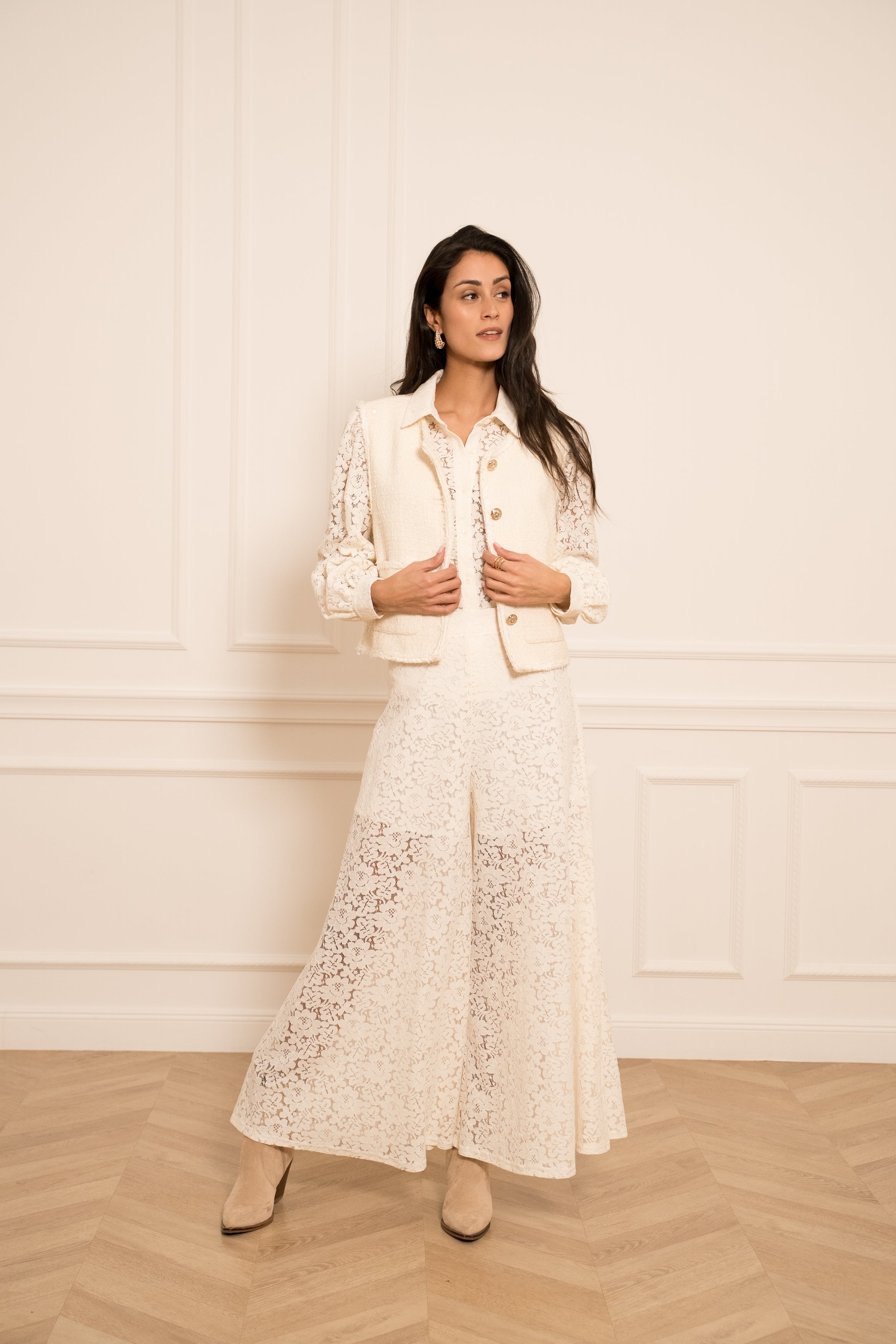 Pantalon jupe culotte en dentelle