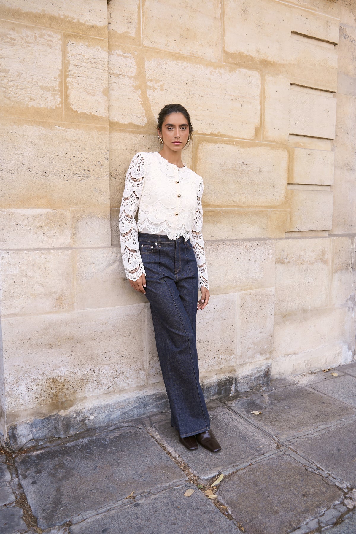 Veste gilet en dentelle guipure