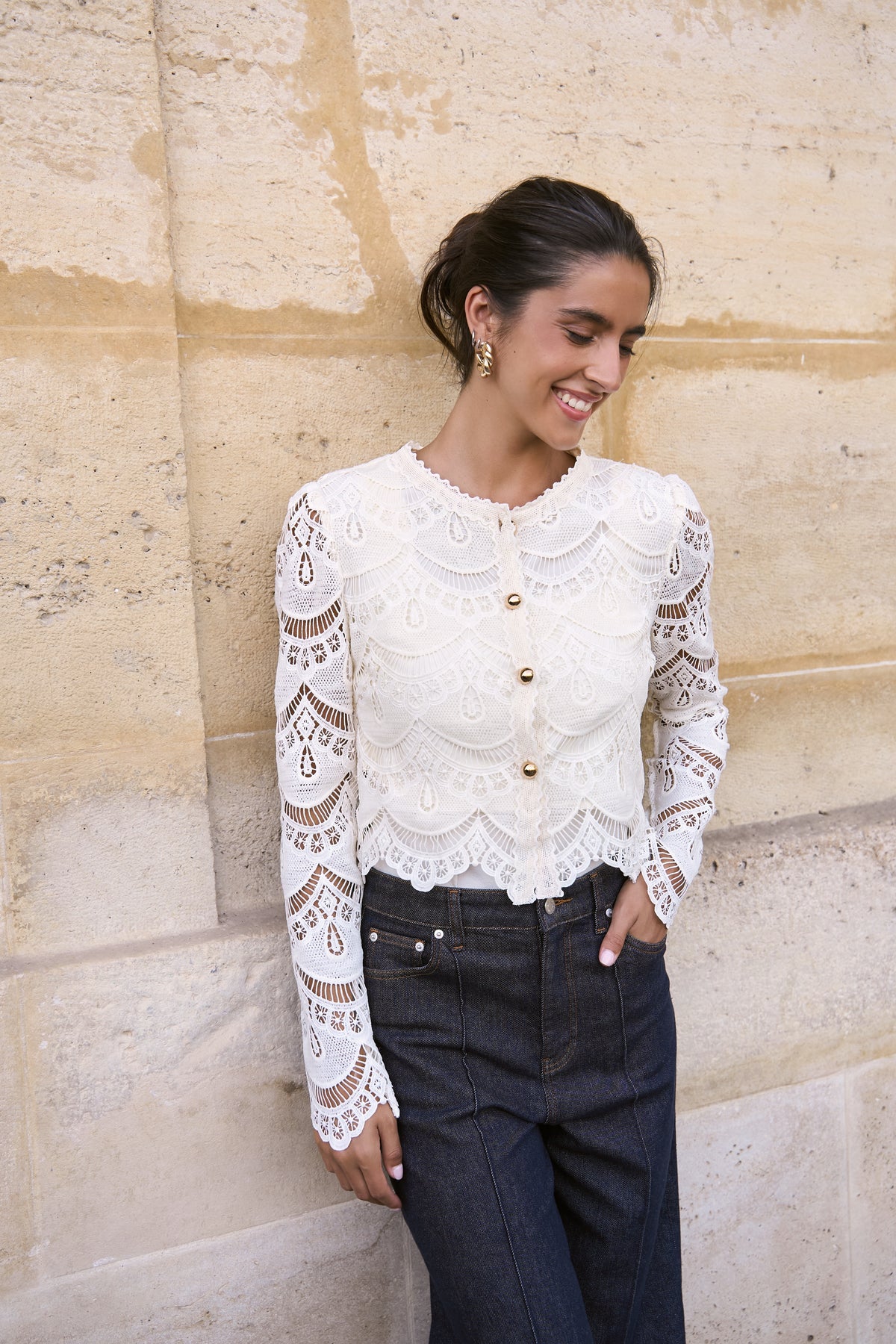 Veste gilet en dentelle guipure