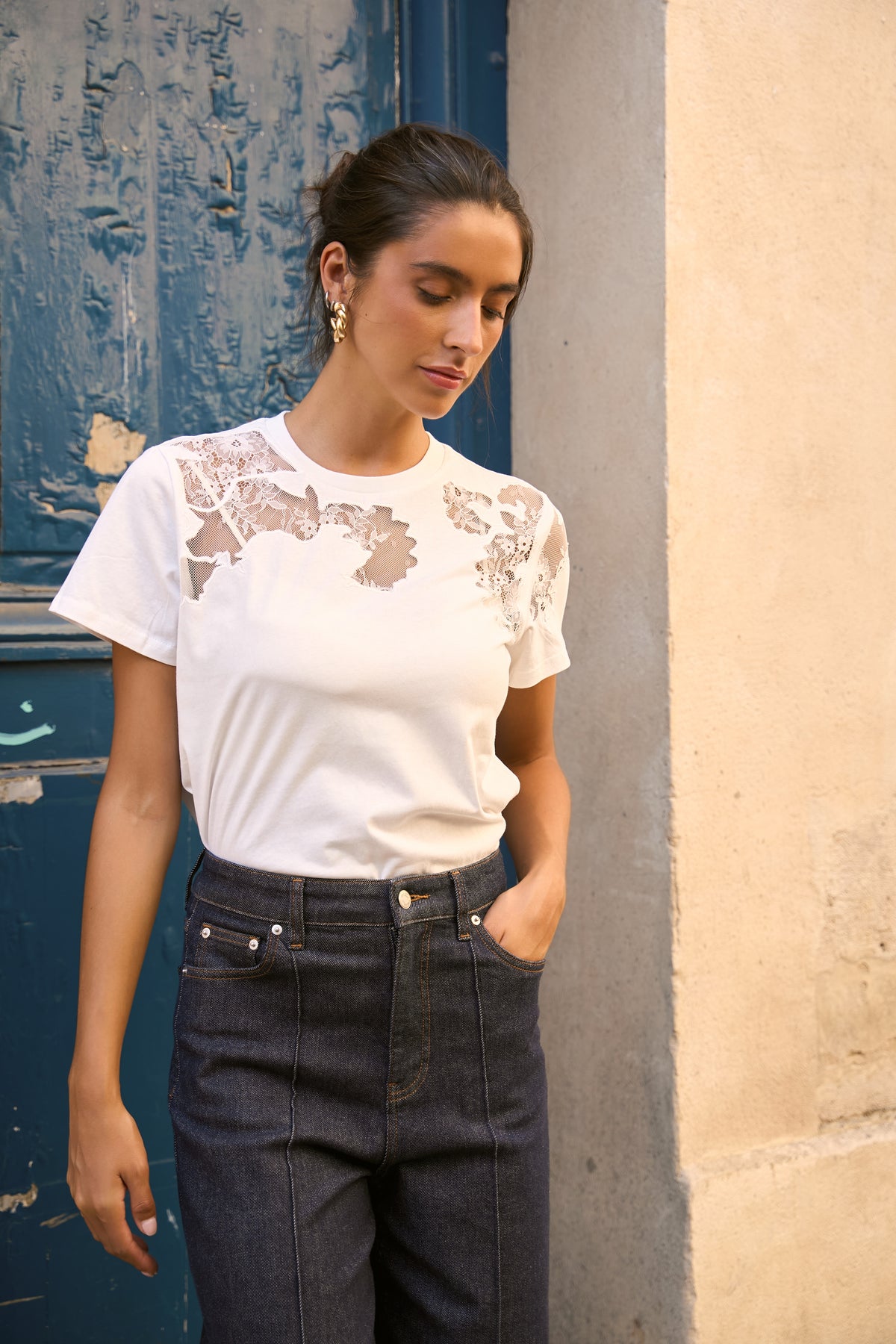 T-shirt en coton brodé