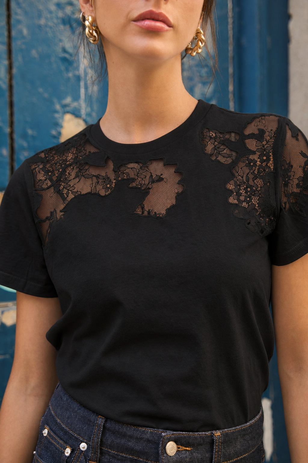 T-shirt en coton brodé