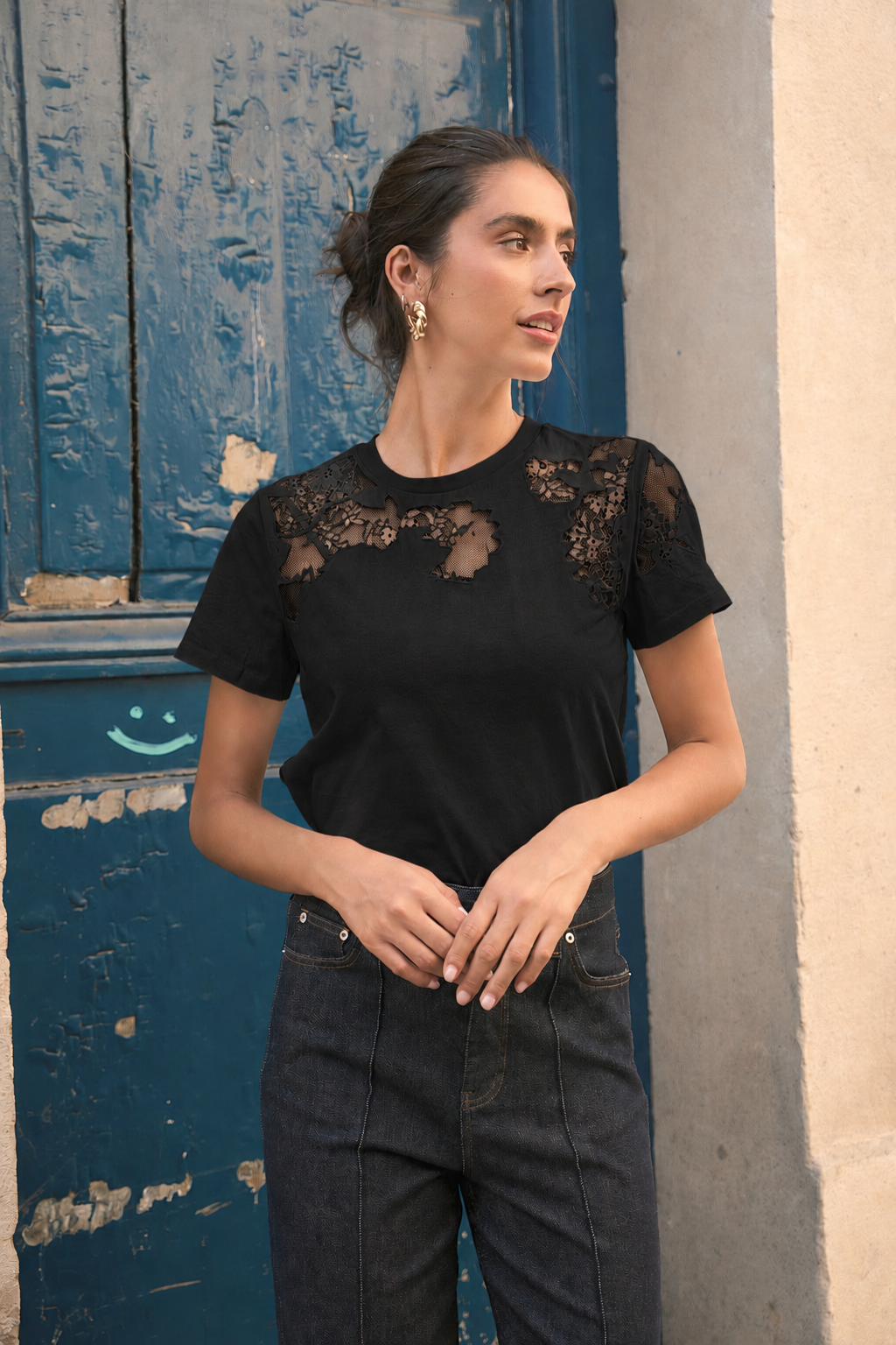 T-shirt en coton brodé