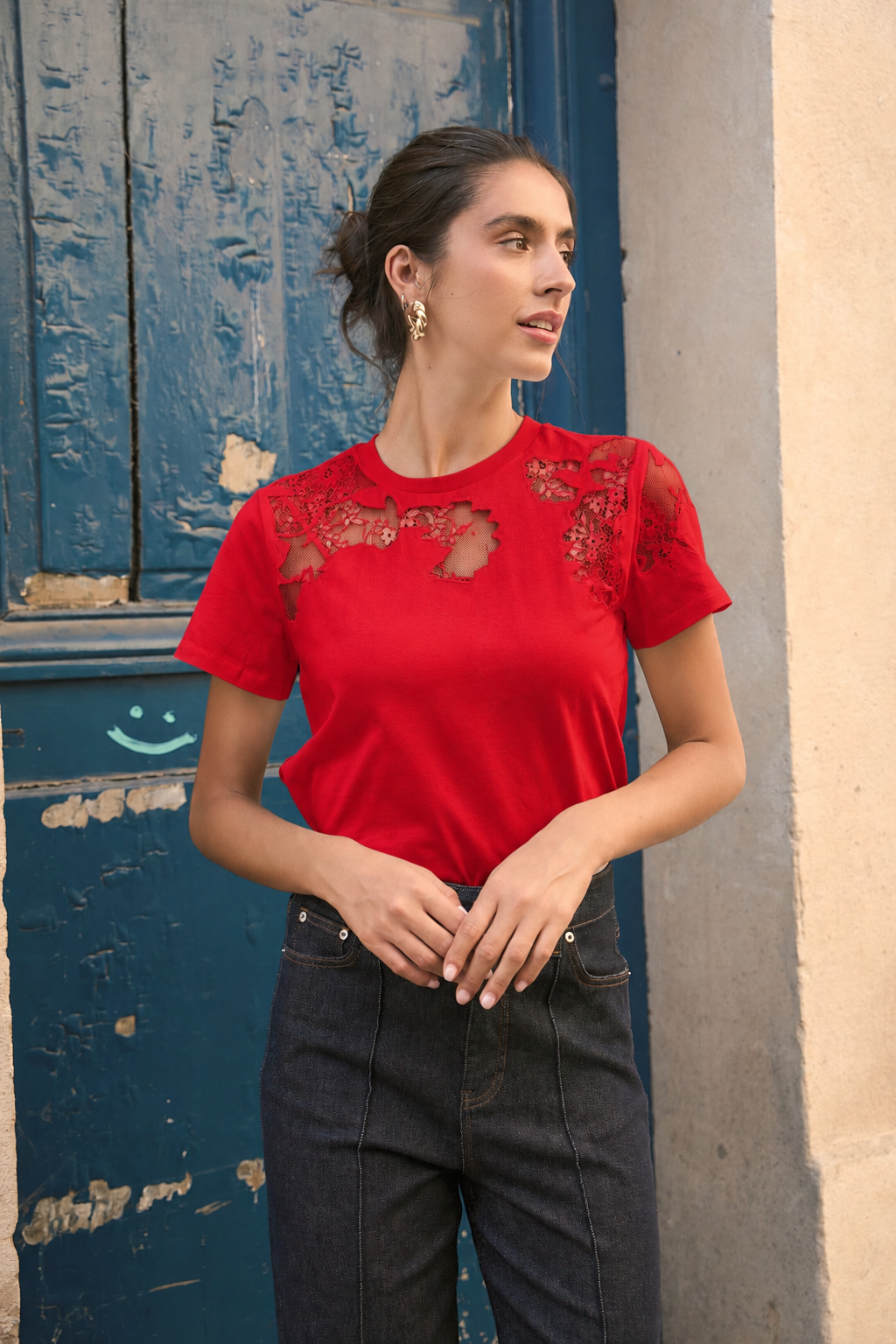 T-shirt en coton brodé
