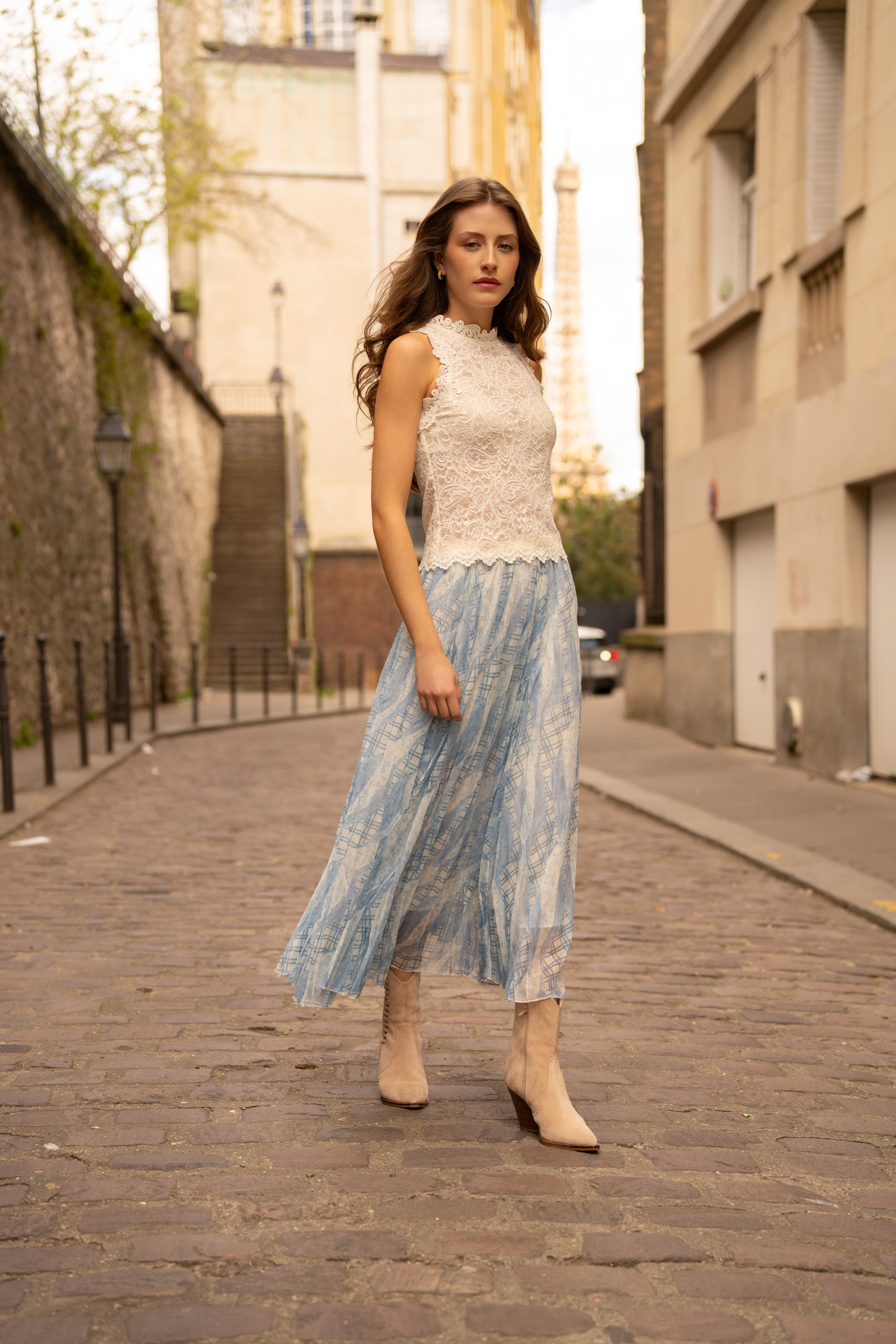 Jupe Vérone tulle imprimé carreaux