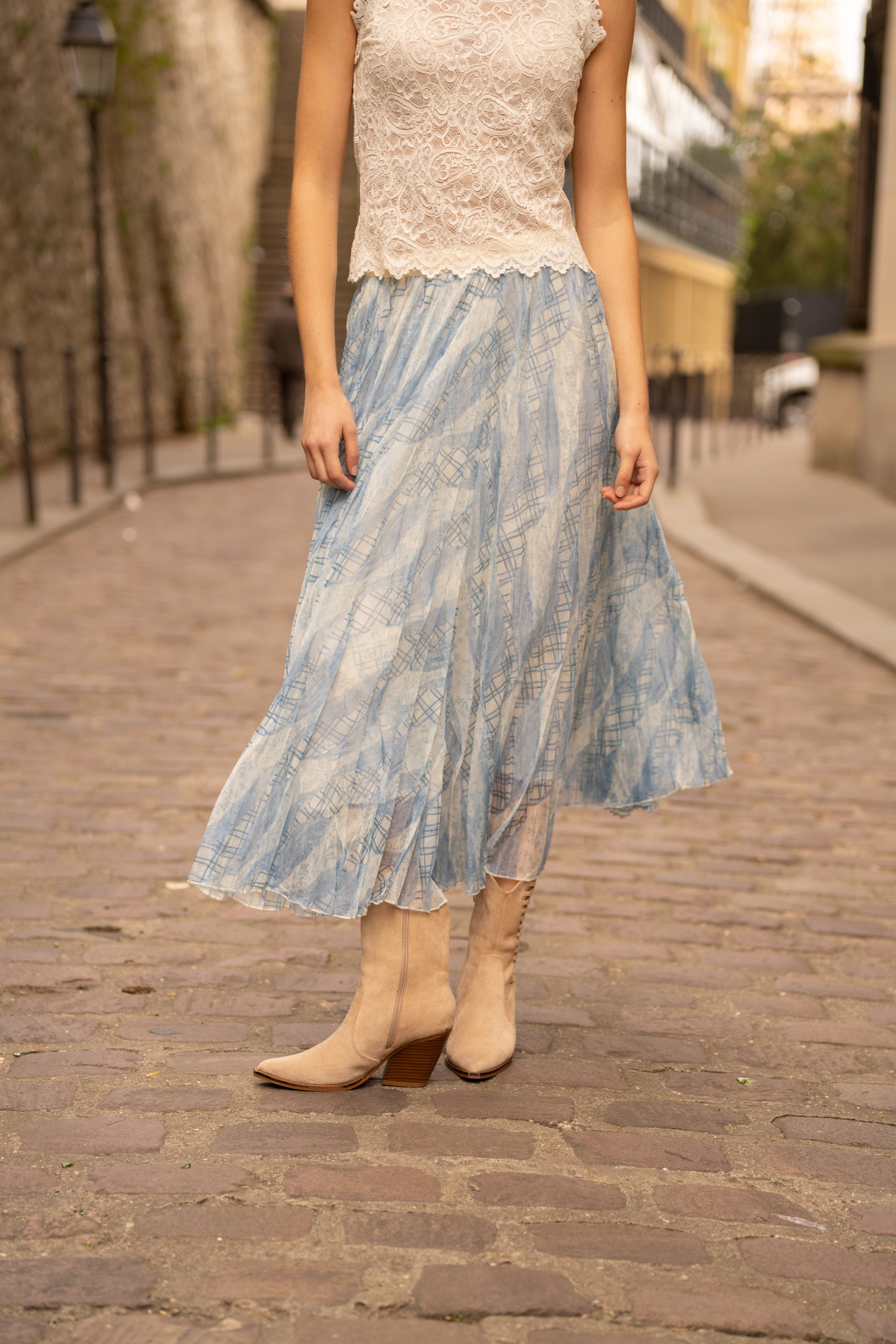 Jupe Vérone tulle imprimé carreaux