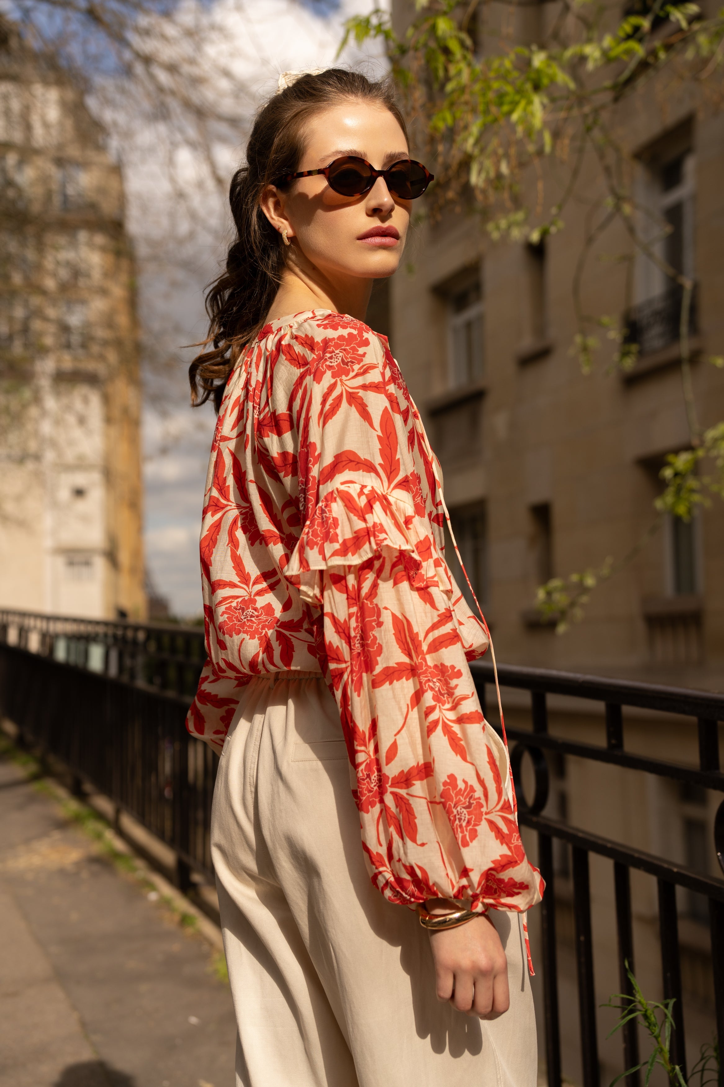 Blouse Cirta imprimée manches ballons