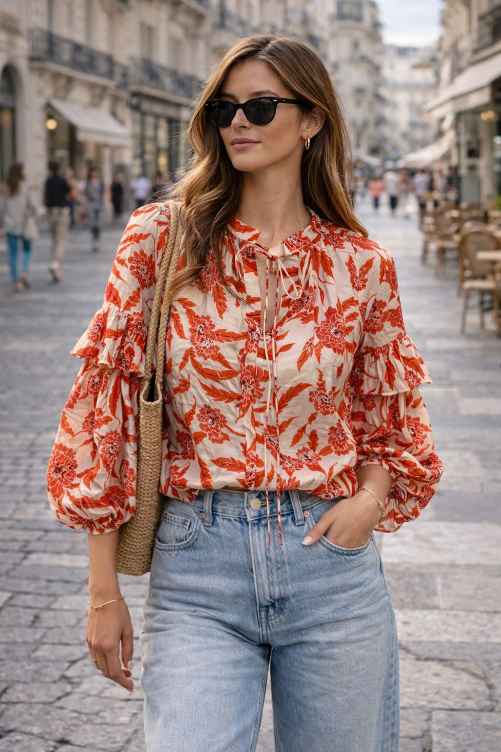 Blouse Cirta imprimée manches ballons