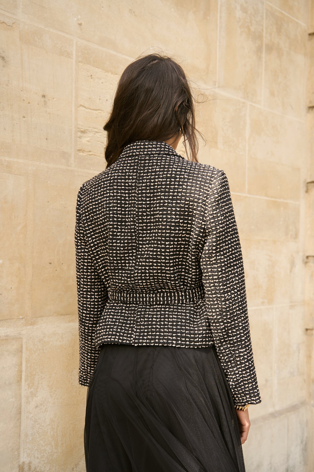 Veste Keira tweed ceinturée