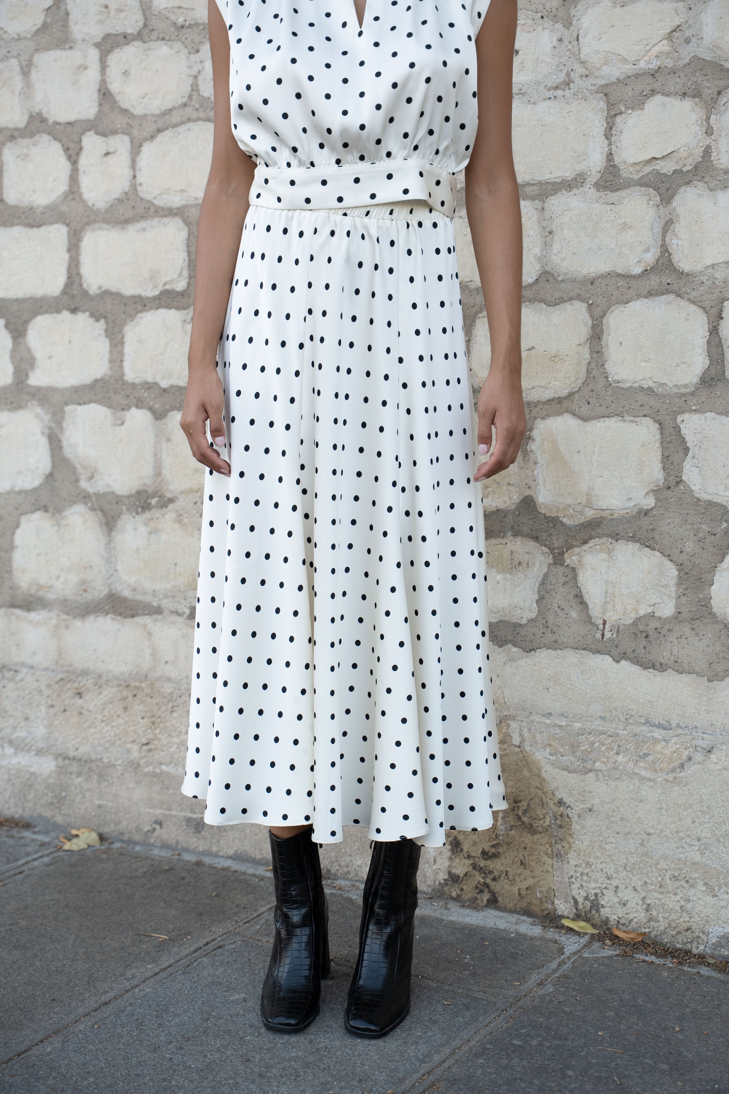 Jupe Valentine satinée à pois