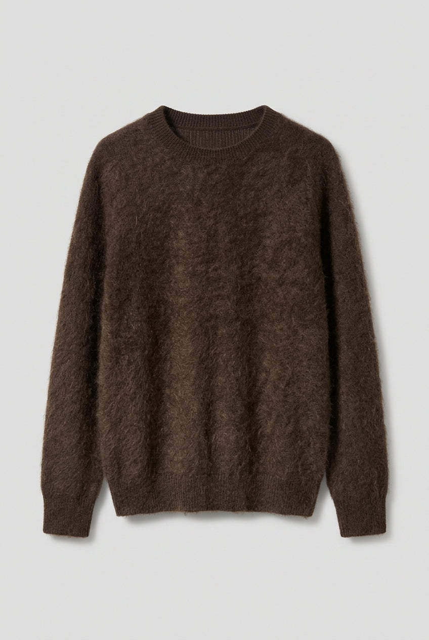 Pull col rond fluffy laine & cachemire