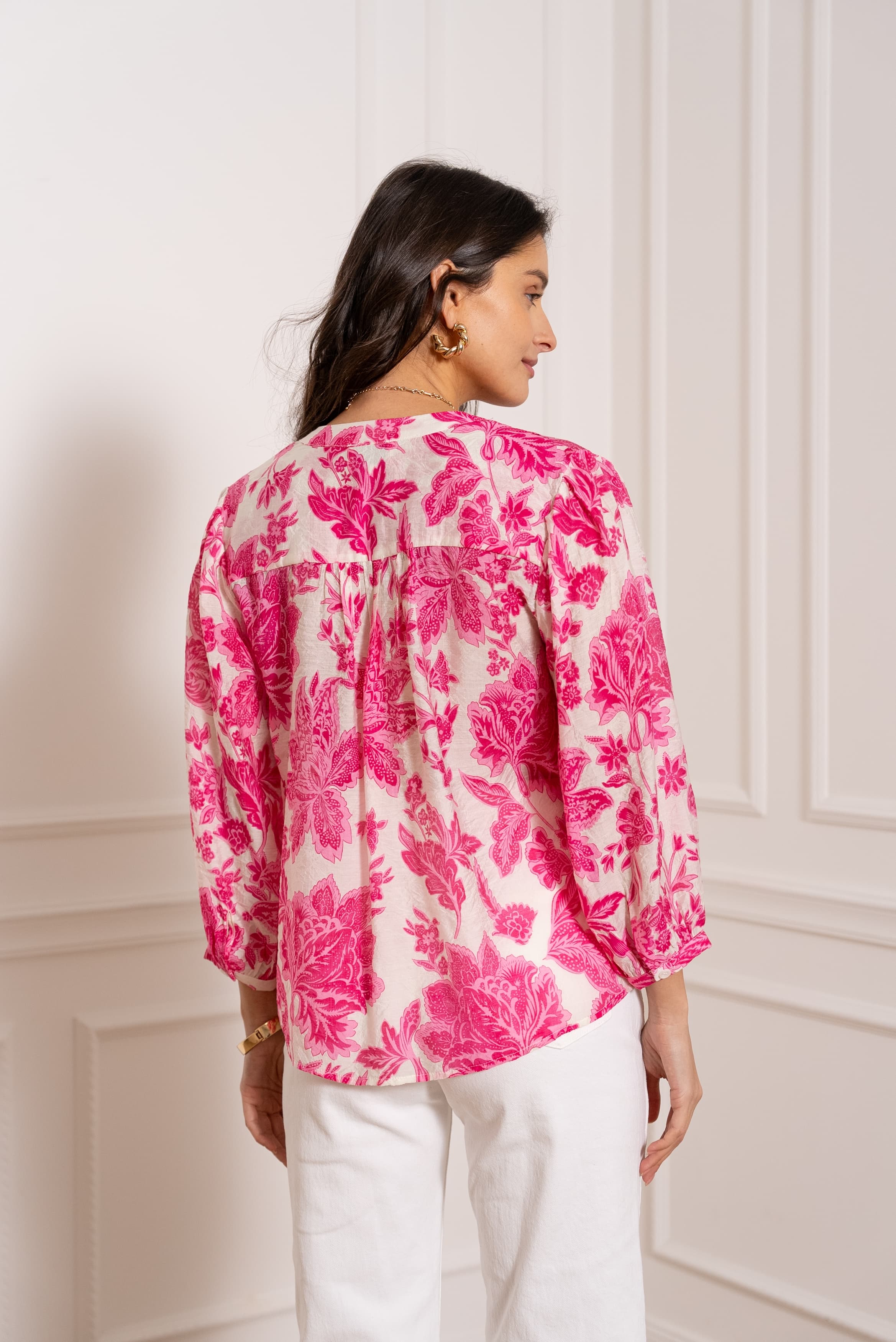 Eléna shirt in floral printed silk