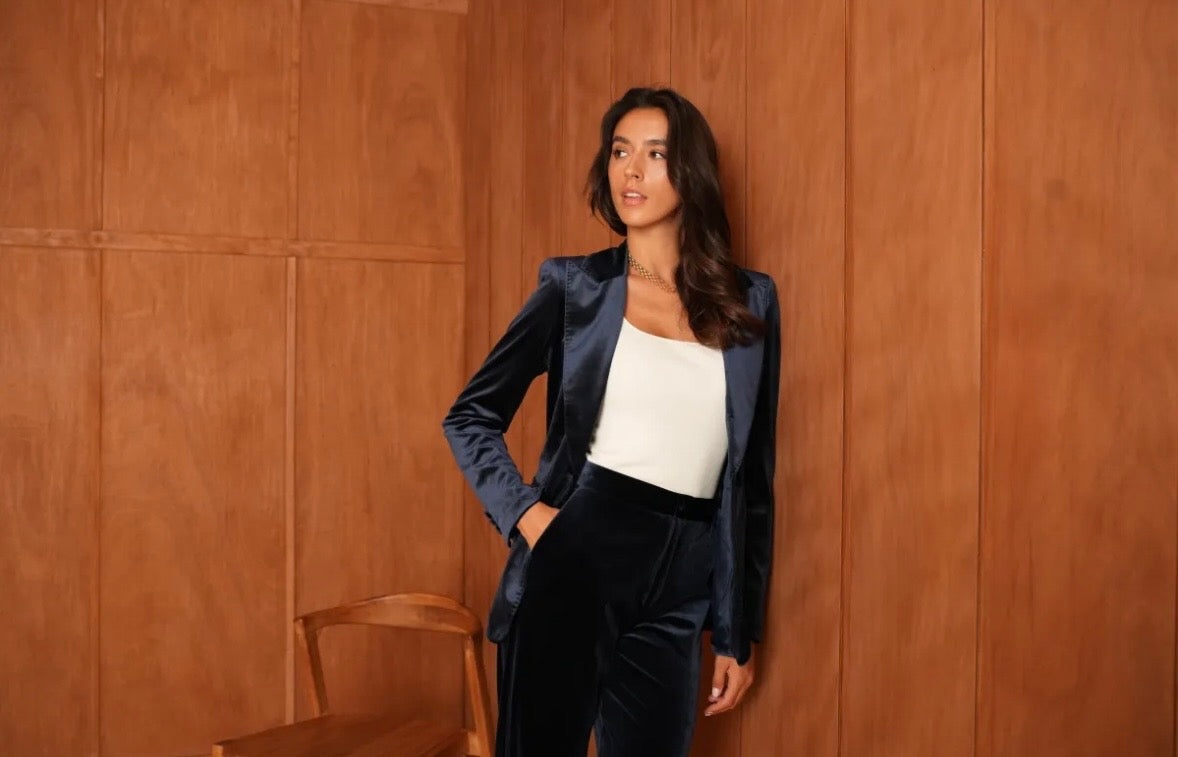 Veste tailleur Ganny en velours simple bouton
