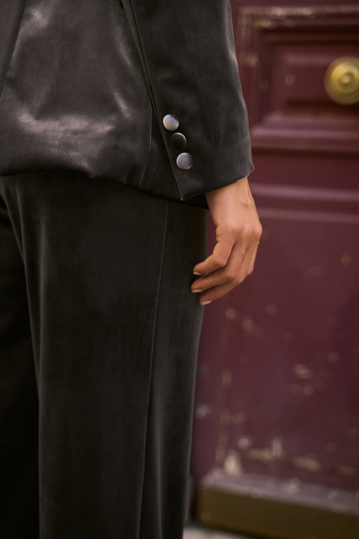 Veste tailleur Ganny en velours simple bouton